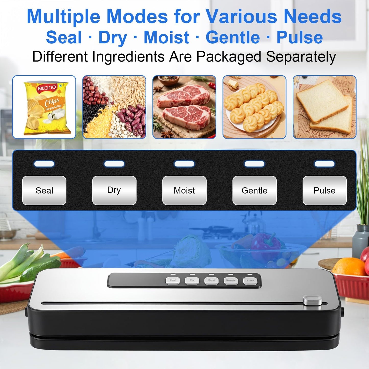 High-power Automatic Food Vacuum Sealer,household vacuum sealer,food sealer,Digital Timer, Compact Design,with 10 Bags
