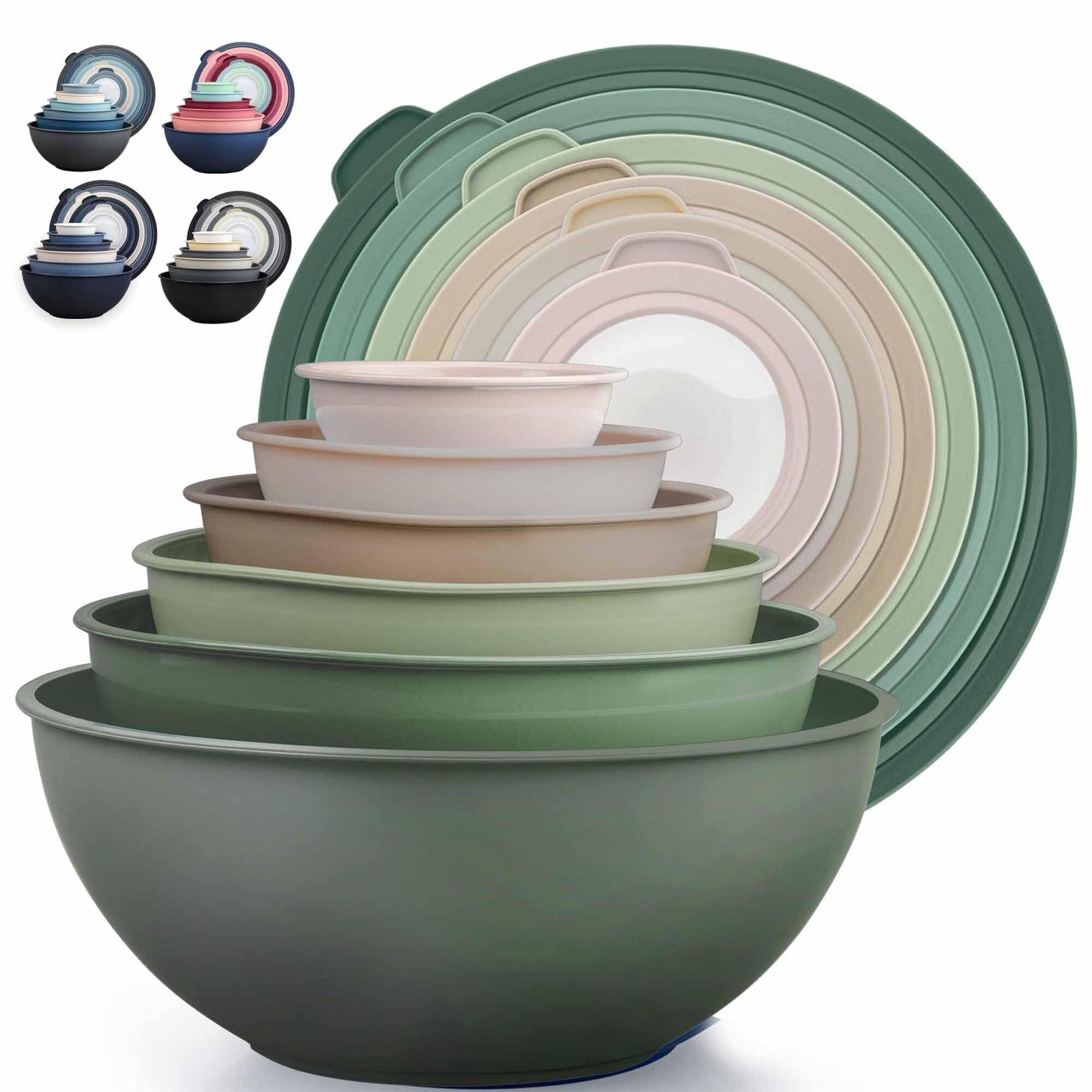 Zulay Kitchen Piece Plastic Mixing Bowls with Lids Set