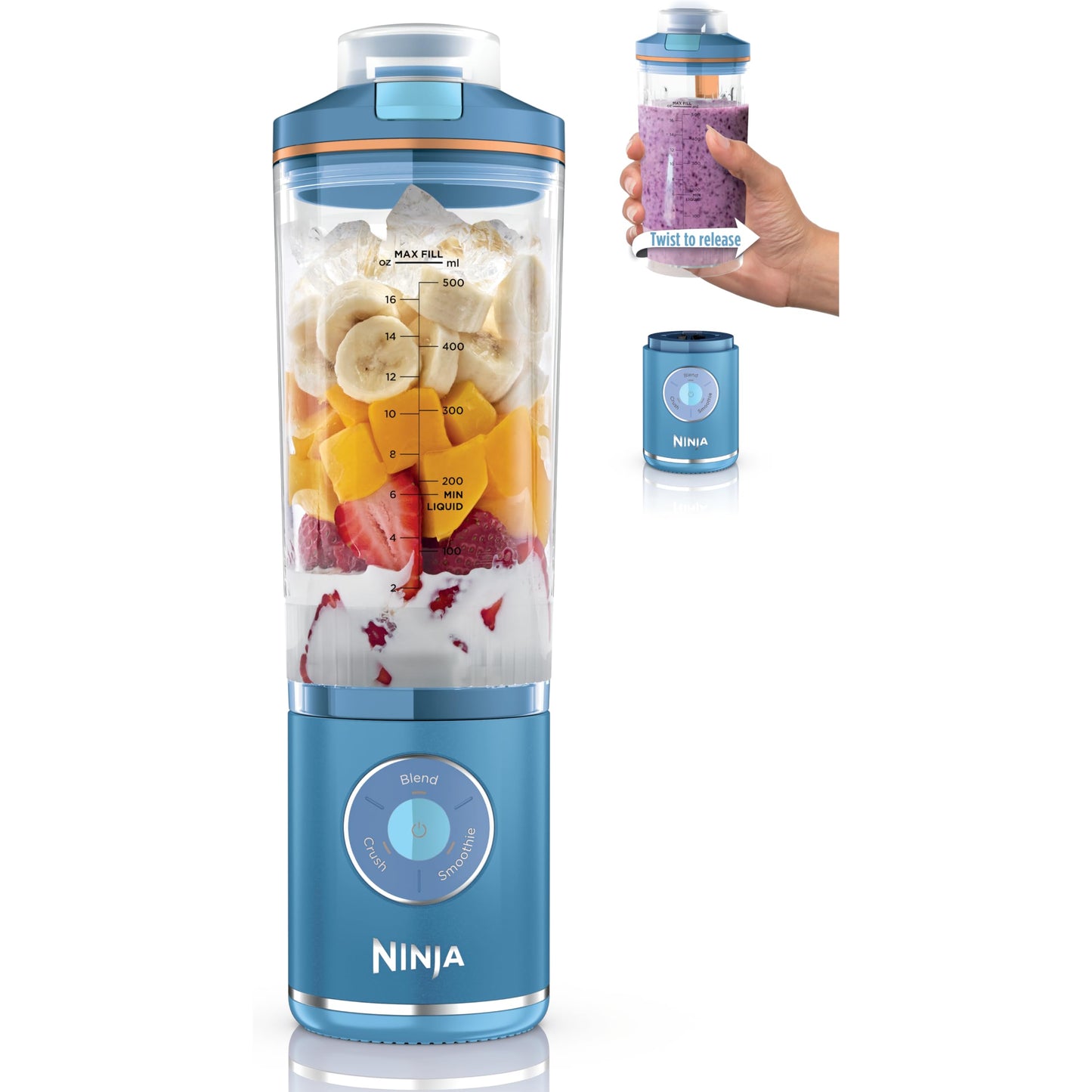 Ninja Blender, Blast Max, Cordless, Personal Blender for-Smoothies, Frozen Drinks, Ice Crush, 22 oz. Removable Vessel, Leakproof-Lid, BPA-Free, Dishwasher Safe, Auto-iQ Technology