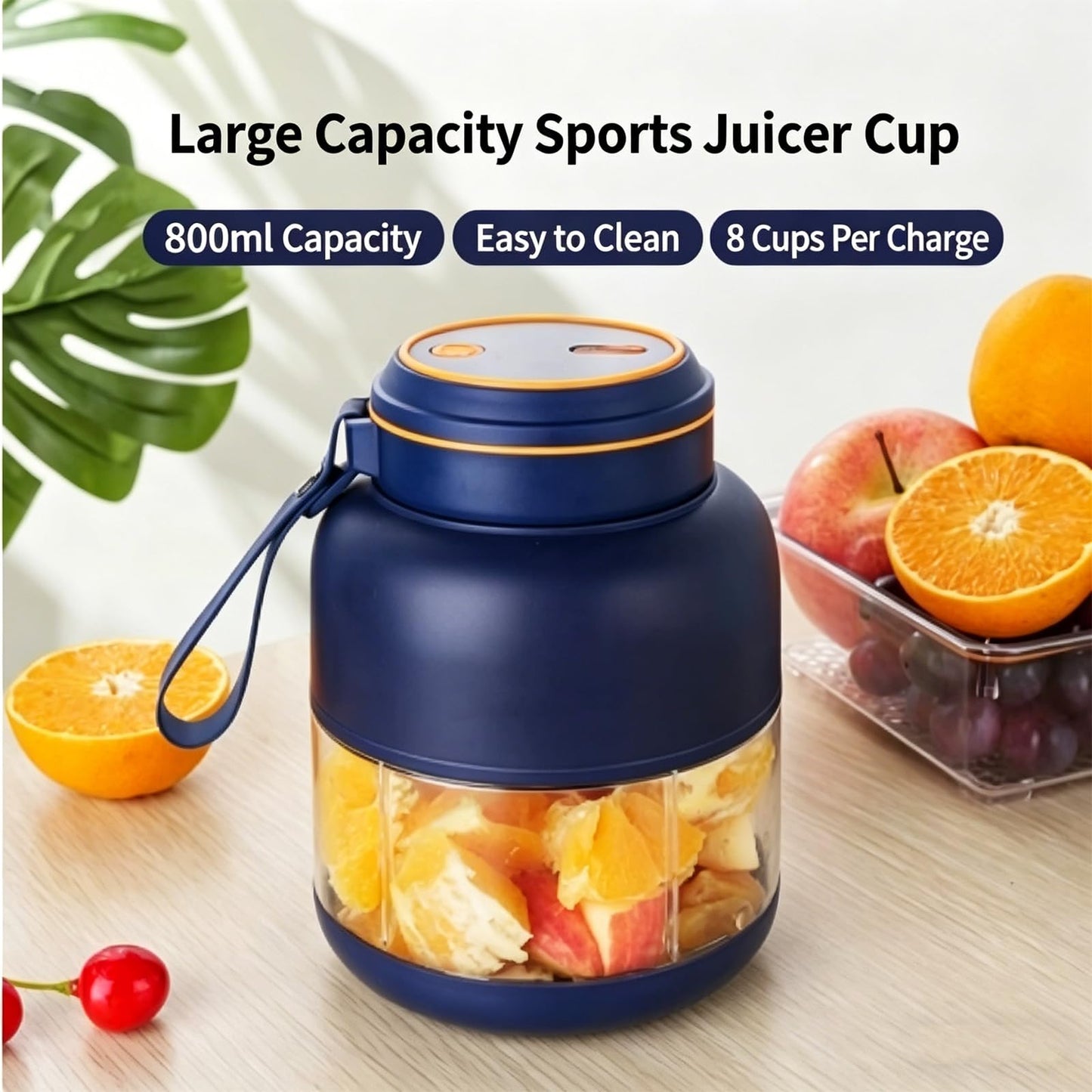 Portable Wireless Juicer Cup, 2026 New Portable Household Appliances Juicer, 1300 Ml/44 Fl Oz Wireless Juicer Cup, Dual Lid Compact Travel Drinking Cup for Travel, Gym, Home & Office