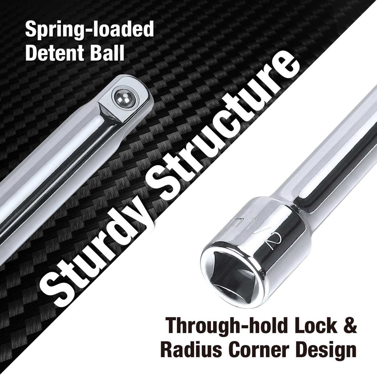 DURATECH Drive Tool Accessory Set, Including Extension Bars, Socket Adapters, Universal Joints, Spark Plug Sockets, Professional Socket Accessories, Cr-V Steel, EVA Foam Package