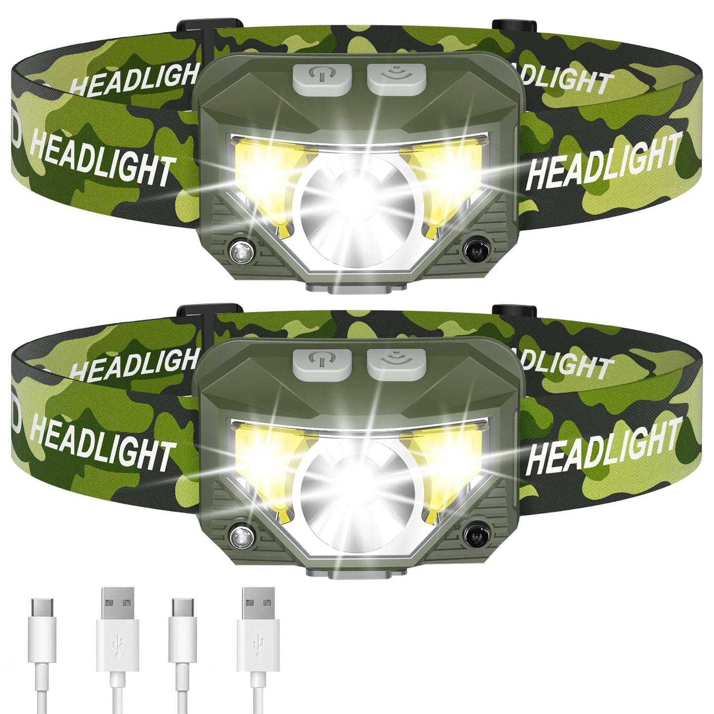 LHKNL Headlamp Flashlight, 1200 Lumen Ultra-Light Bright LED Rechargeable Headlight with White Red Light, Waterproof Motion Sensor Head Lamp, 8 Modes for Outdoor Camping Running Cycling Fishing