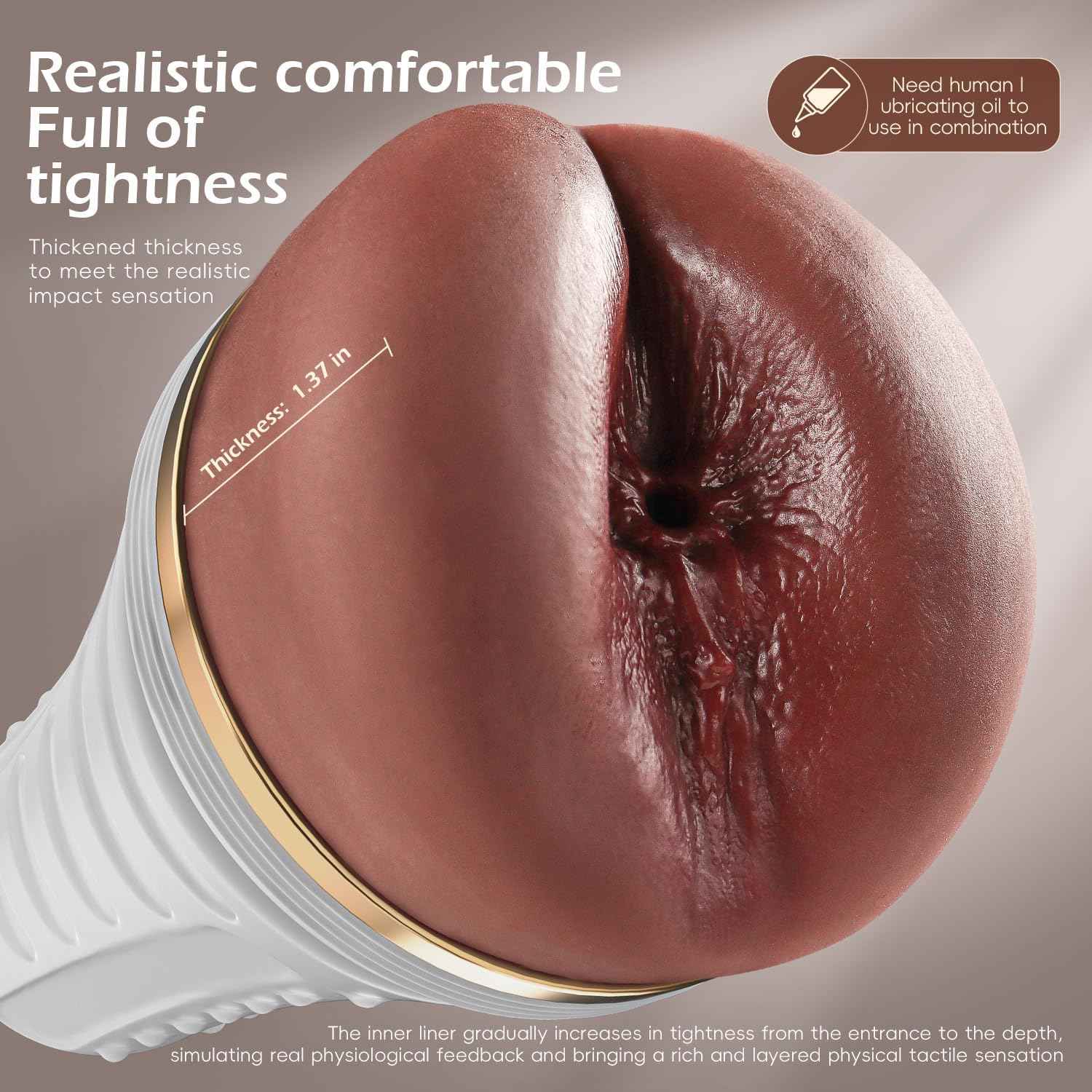 Anal Male Masturbator Realistic Pocket Pussy Vagina Butt Textured with 7.5in Depth Soft and Tighten Anus Fleshy Texture, Penis Training Masturbators Sex Machine Ass Toy for Men (Brown)