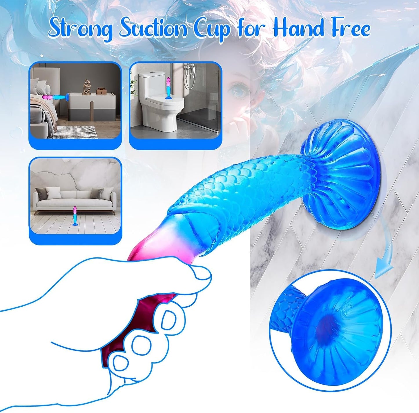 ZUTIN 9in Realistic Fantasy Dragon Scale Suction Dildo Clear
