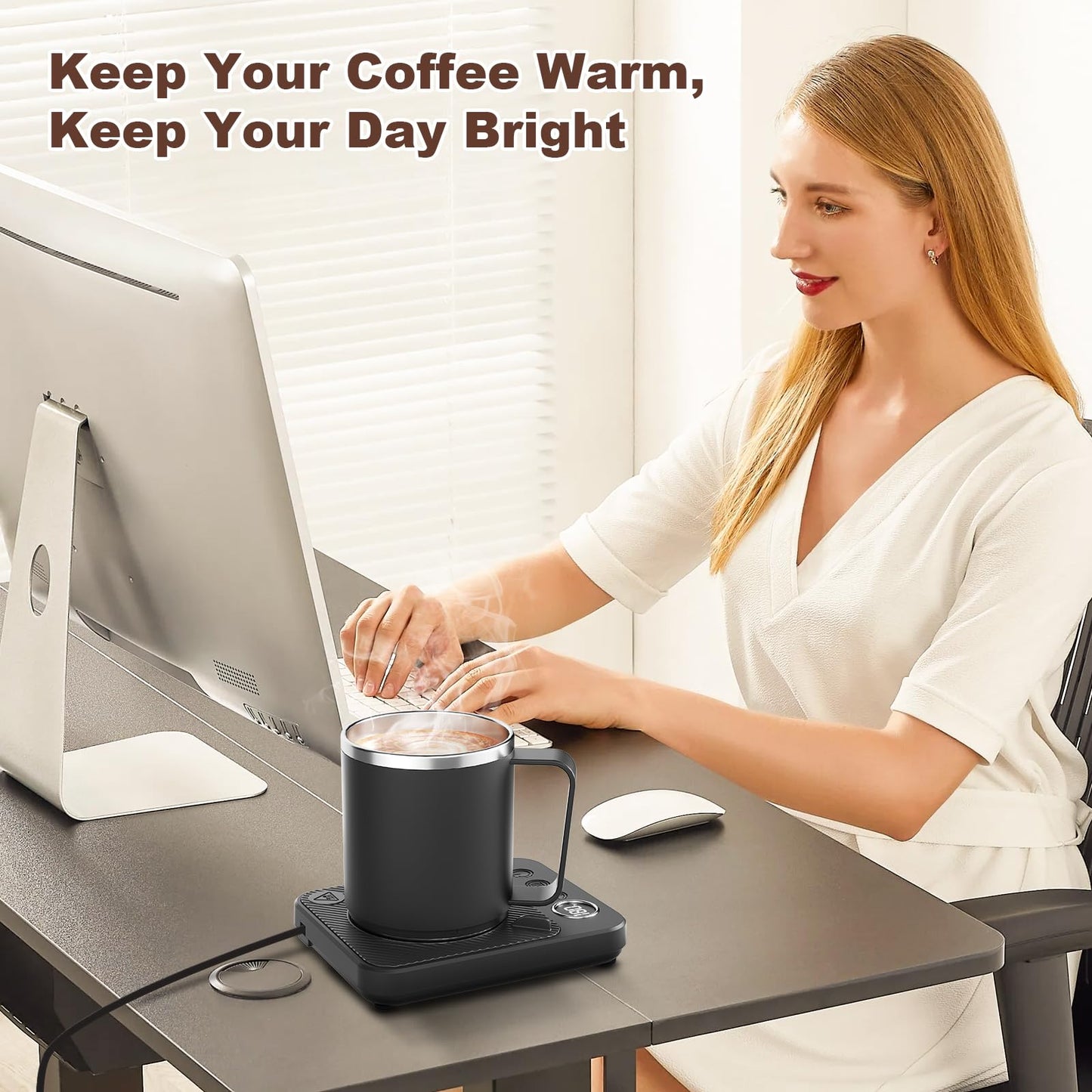 Felibeaco Coffee Mug Warmer & Mug Set for Desk, Smart Coffee Cup Warmer with 16oz Heated Mug, Coffee Heater with Auto Shut Off for Office/Home, Coffee Gifts for Men & Women, for mom