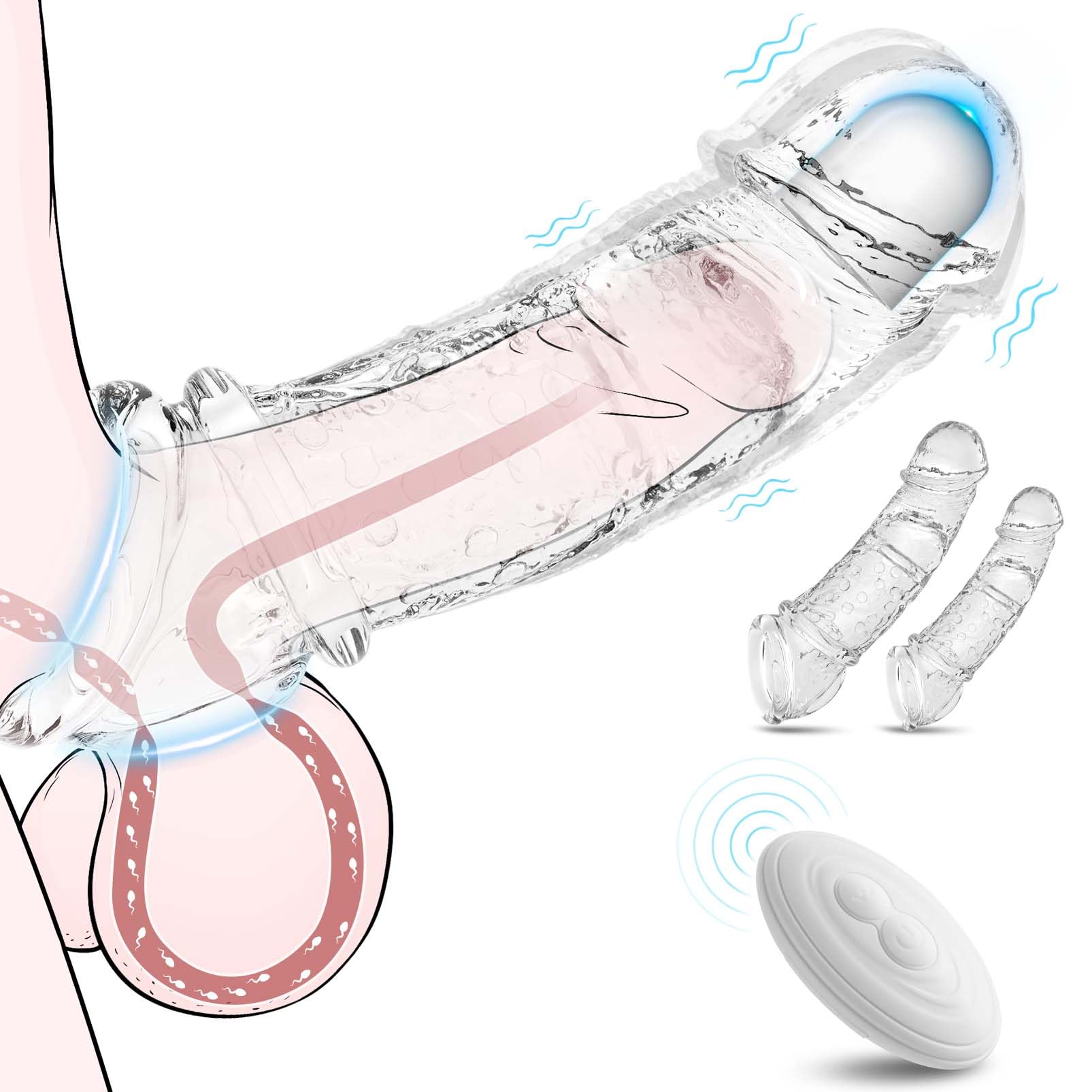Vibrating Penis Sleeve for Couples – Adds Girth & Length, Remote Control Vibrations, Elastic Fit for Enhanced Intimacy, 2 Sets