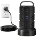 Power Strip Tower Surge Protector, JACKYLED 1625W 13A Outlet Surge Electric Tower, 12 Outlets 6 USB Ports Charging Station with 16AWG 6.5ft Heavy Duty Extension Cord for Home Office Dorm