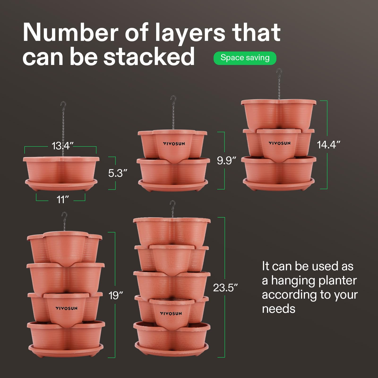 VIVOSUN 5 Tier Vertical Gardening Stackable Planter
