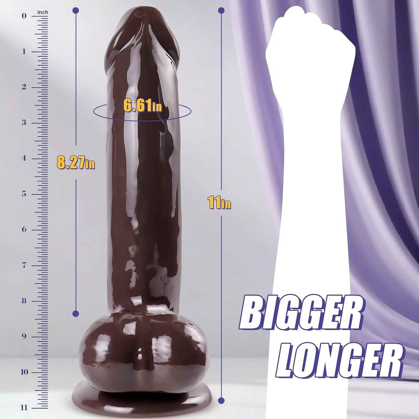 TAJIAWEY 11 Inch Realistic Dildo with Suction Cup Black