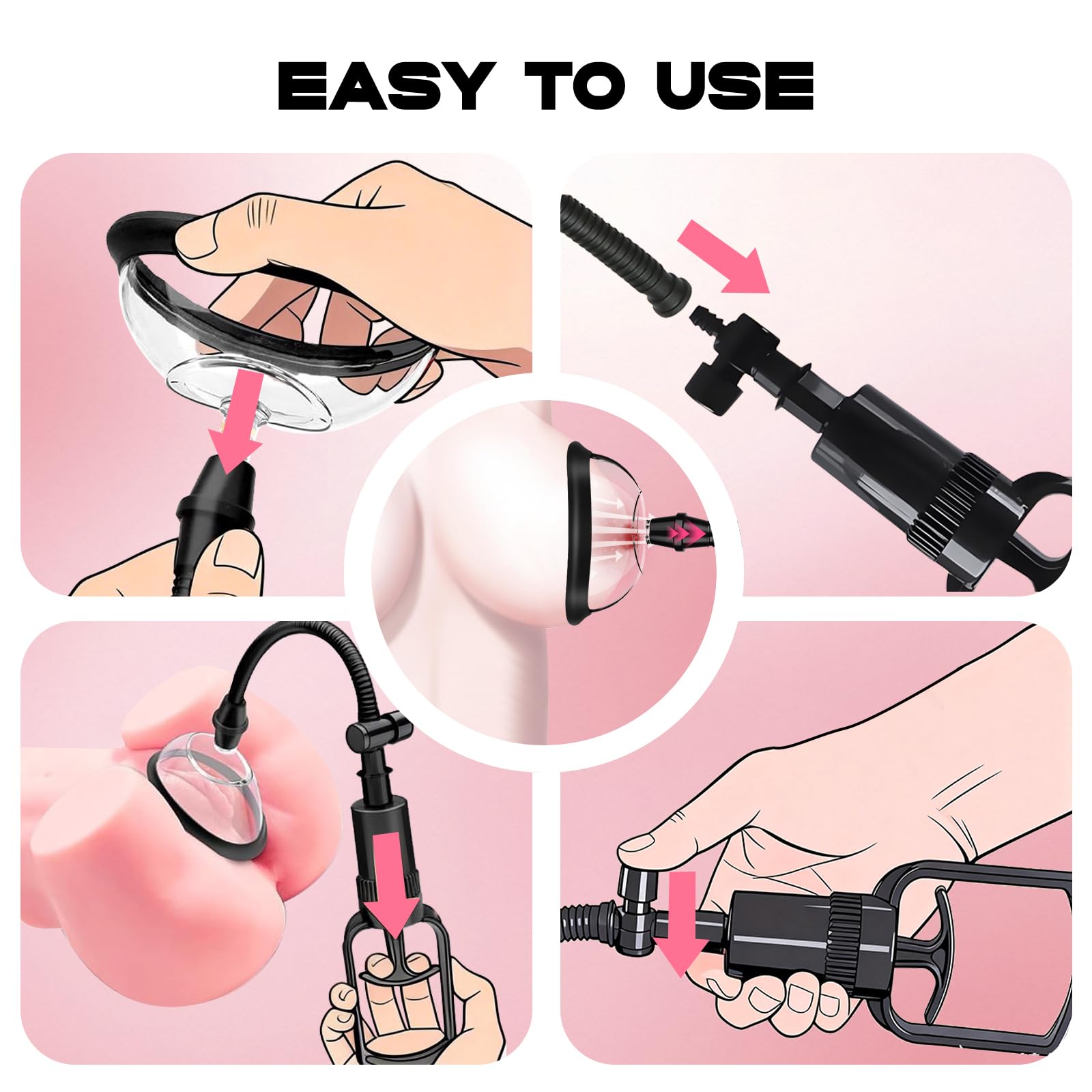 Pussy Pump, Vagina Pump, Clitoral and Vaginal Pump System with Vacuum Release Valve, 2 Cups Included, for Enhanced Sensation and Sexual Pleasure, Adult Toy for Women