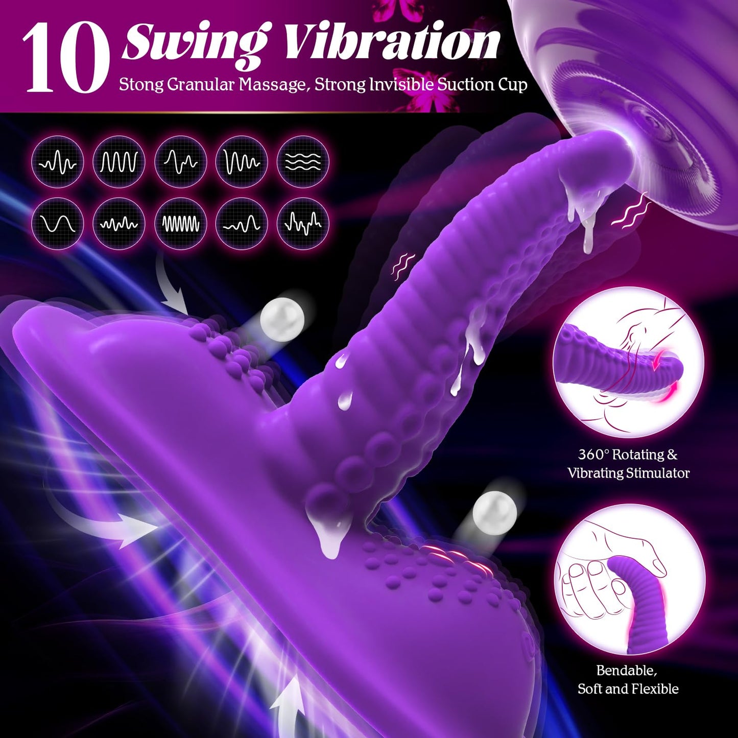 Womens Sex Toys 6.5" Insertable Monster Dildos Tentacle Vibrator