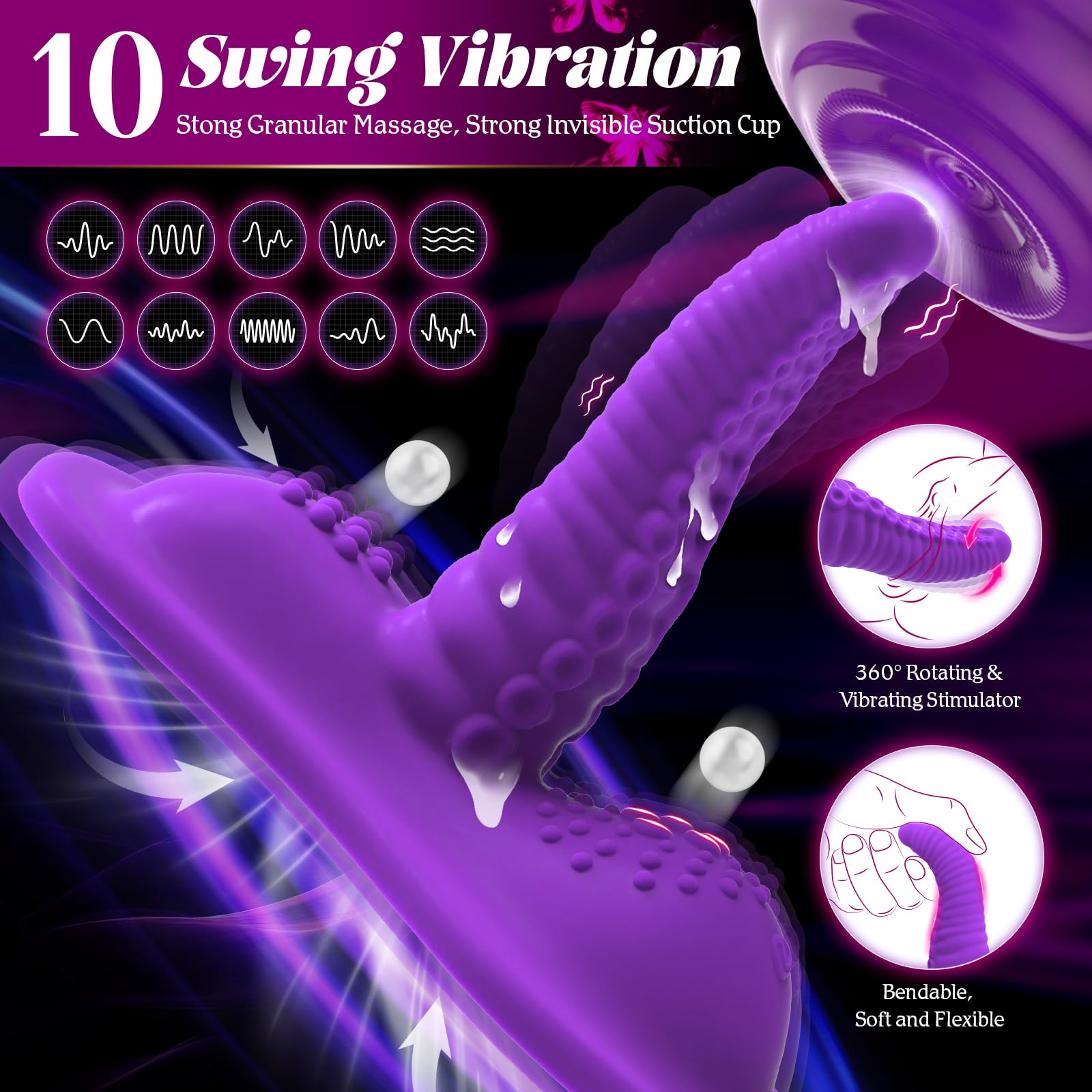 Womens Sex Toys 6.5" Insertable Monster Dildos Tentacle Vibrator