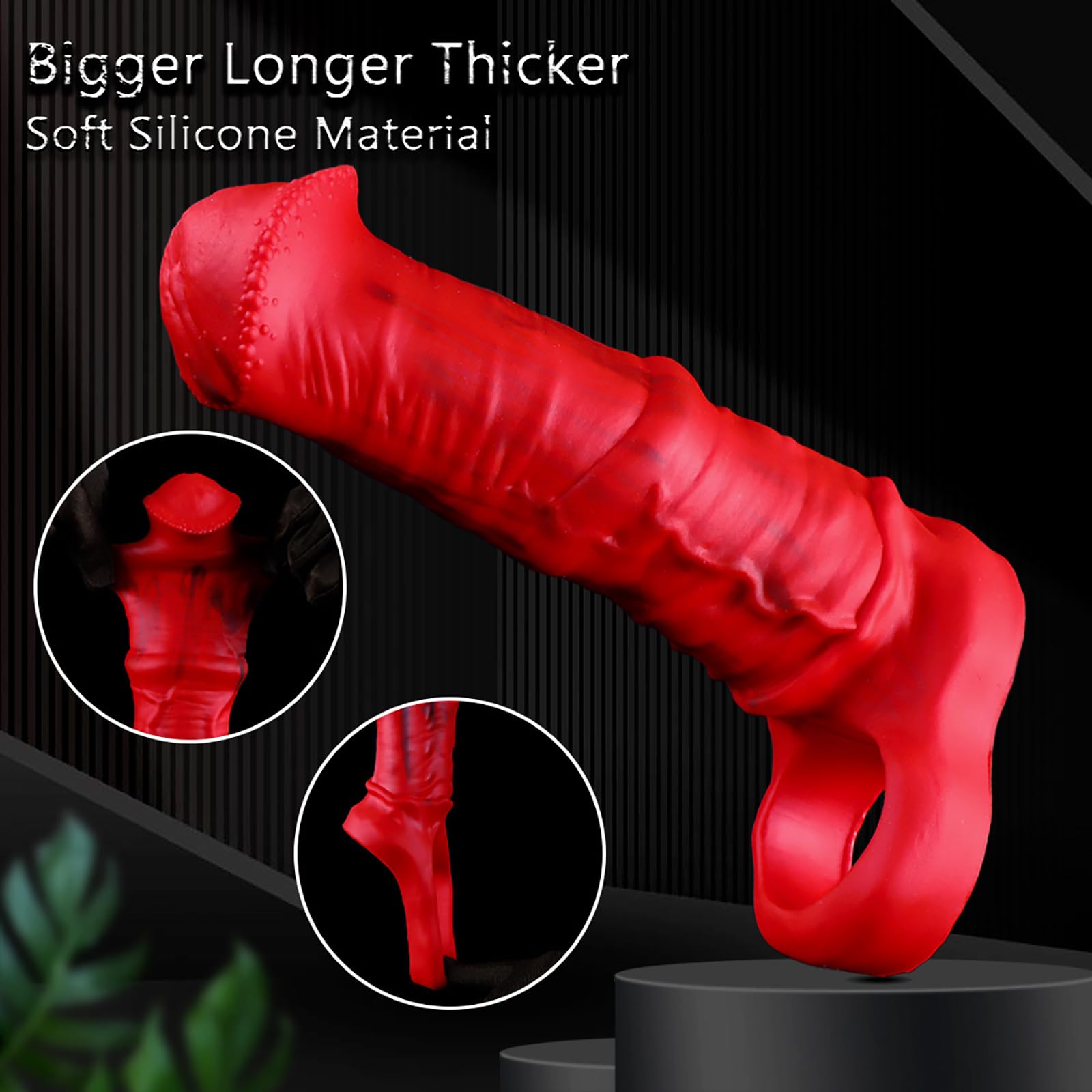 Realistic Horse Penis Sleeve Monster Penis Sleeve Extender 3 Sizes Silicone Reusable Horse Dildo Men Penis Sleeves Extender,Realistic Dildo Penis Sleeve, Adult Male Sex Toys for Men Couple