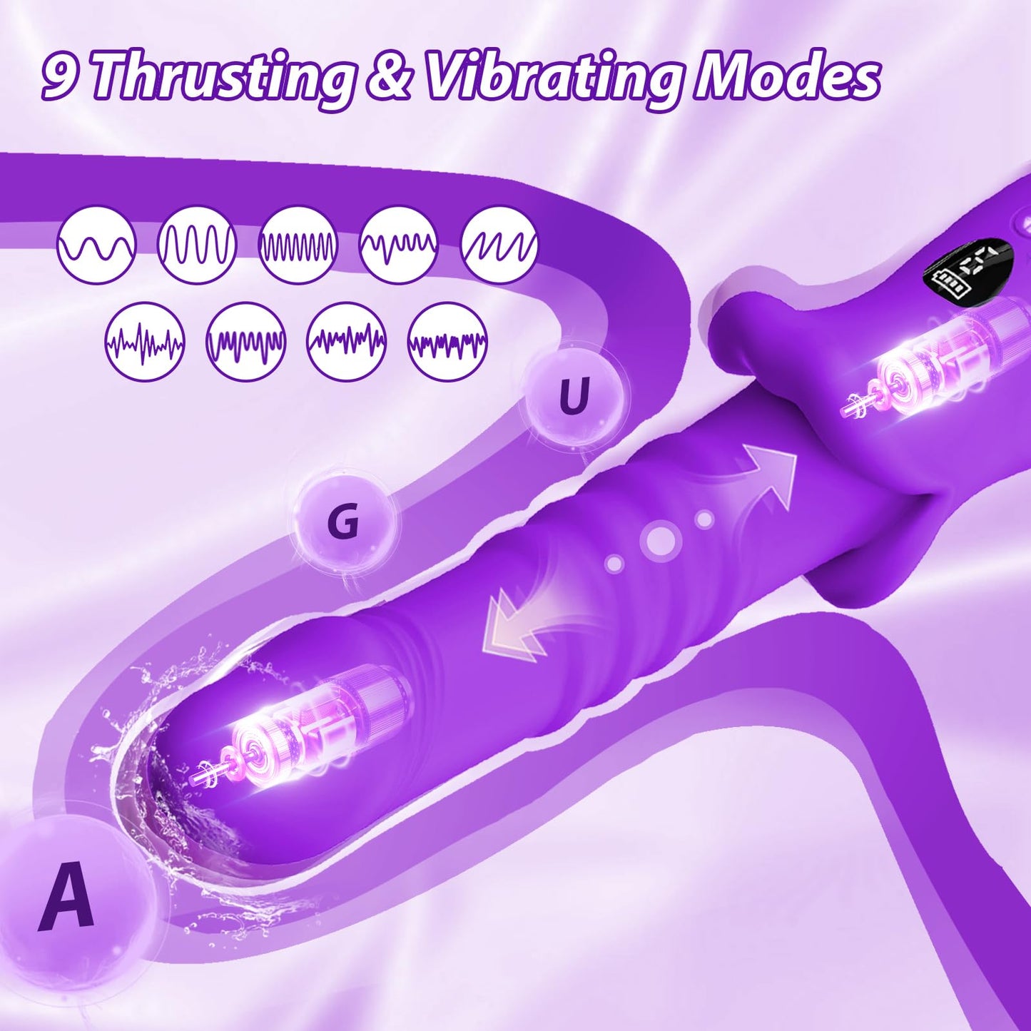 DFEUSY Vibrator Thrusting Dildo - Realistic Vibrator with 9 Thrusting & 9 Vibrating Modes, Adult Sex Toy for Women and Couple