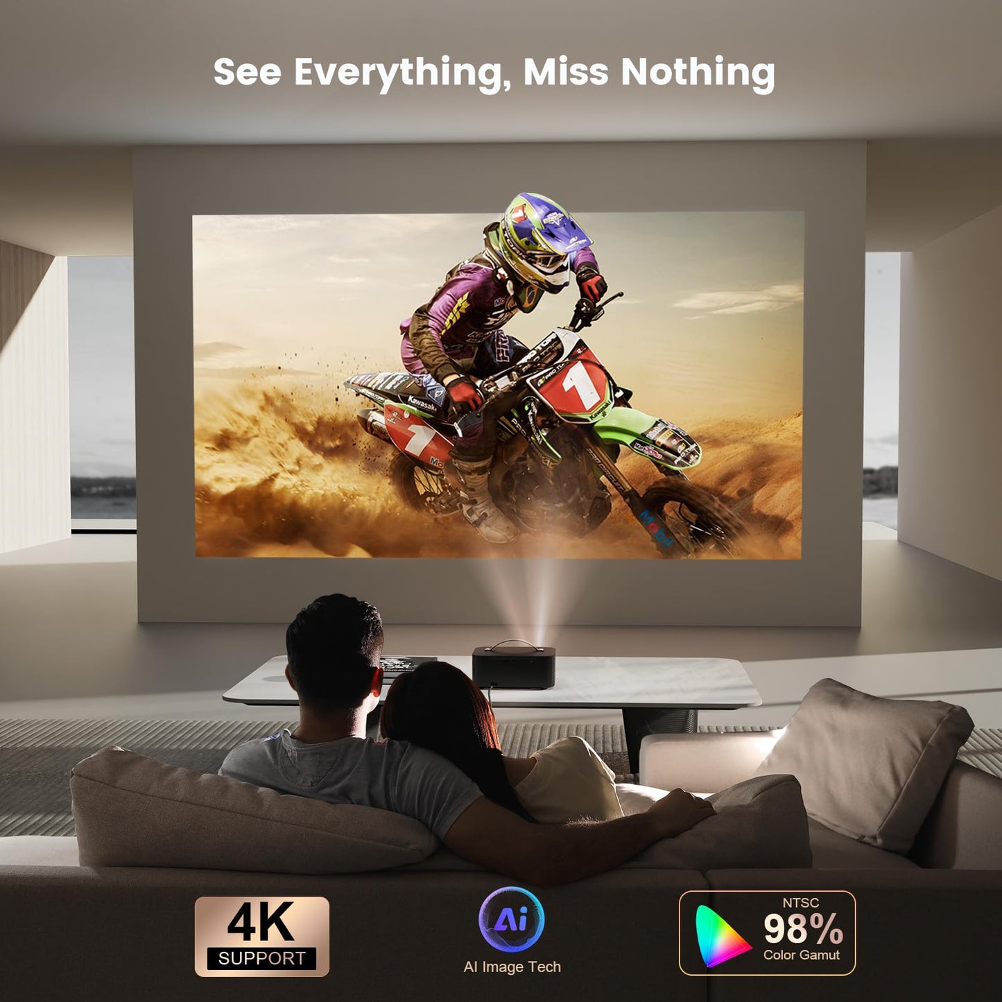 Projector-4K with WiFi and Bluetooth, Outdoor-Projector Smart TV OS 2.0 & DoIby, ONOAYO Portable Proyector