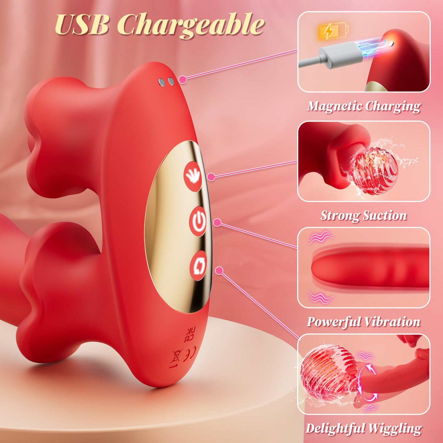 Womens Sex Toys Sucking Vibrators - Clitoral G Spot Tongue Vibrator with 3 * 10 Sucking Wiggling Vibrating Modes, Nipple Clit Sucker Anal Dildos Rose Vibrator Adult Sex Toys for Women Men Couples