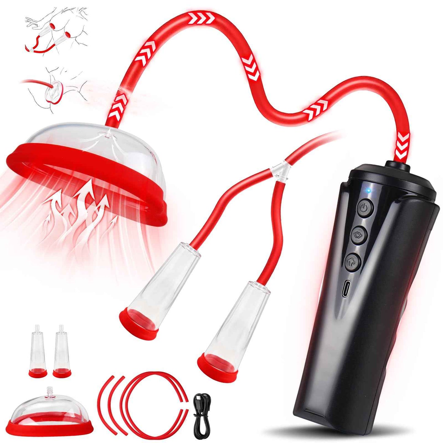 Pussy Pump with 2 BDSM Nipple Sucking Toys,Women Sex Toy Kit,Clitoral Pump Sexual Pleasure Tools for Women Couples,Vagina Pumps with 2 Clitoris Suckers Set Helps Enhance Emotional Connection