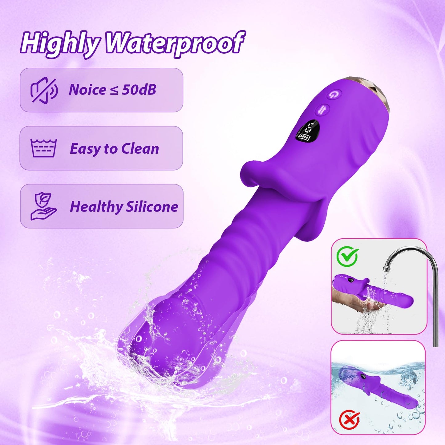 DFEUSY Vibrator Thrusting Dildo - Realistic Vibrator with 9 Thrusting & 9 Vibrating Modes, Adult Sex Toy for Women and Couple