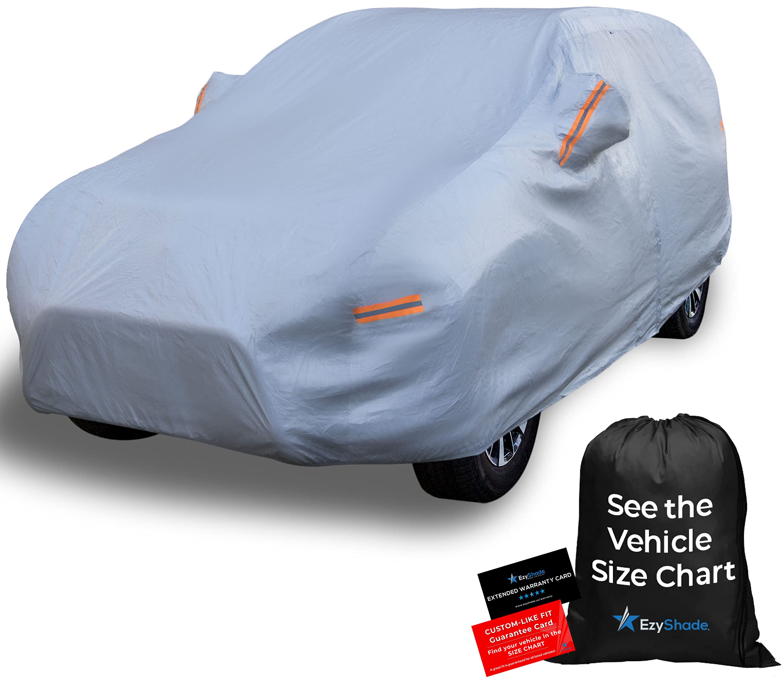 EzyShade 10-Layer Car Cover Waterproof All Weather. See Vehicle Size-Chart for Accurate Fit. Outdoor Full Exterior Covers for Automobiles Sedan Hatch. Rain Sun Snow.