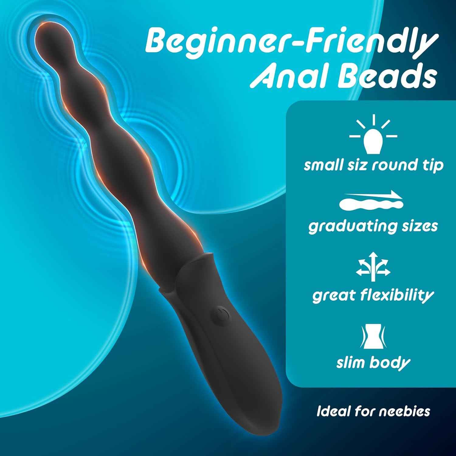Vibrating Anal Beads Beginner-Friendly Butt Plug, Adult Sex Toy for Men Women Couples, Flexible Silicone Prostate Massger Anal Vibrator with 2 Motors 10 Vibrations, Anal Plug Anal Toy Anal Sex Toys