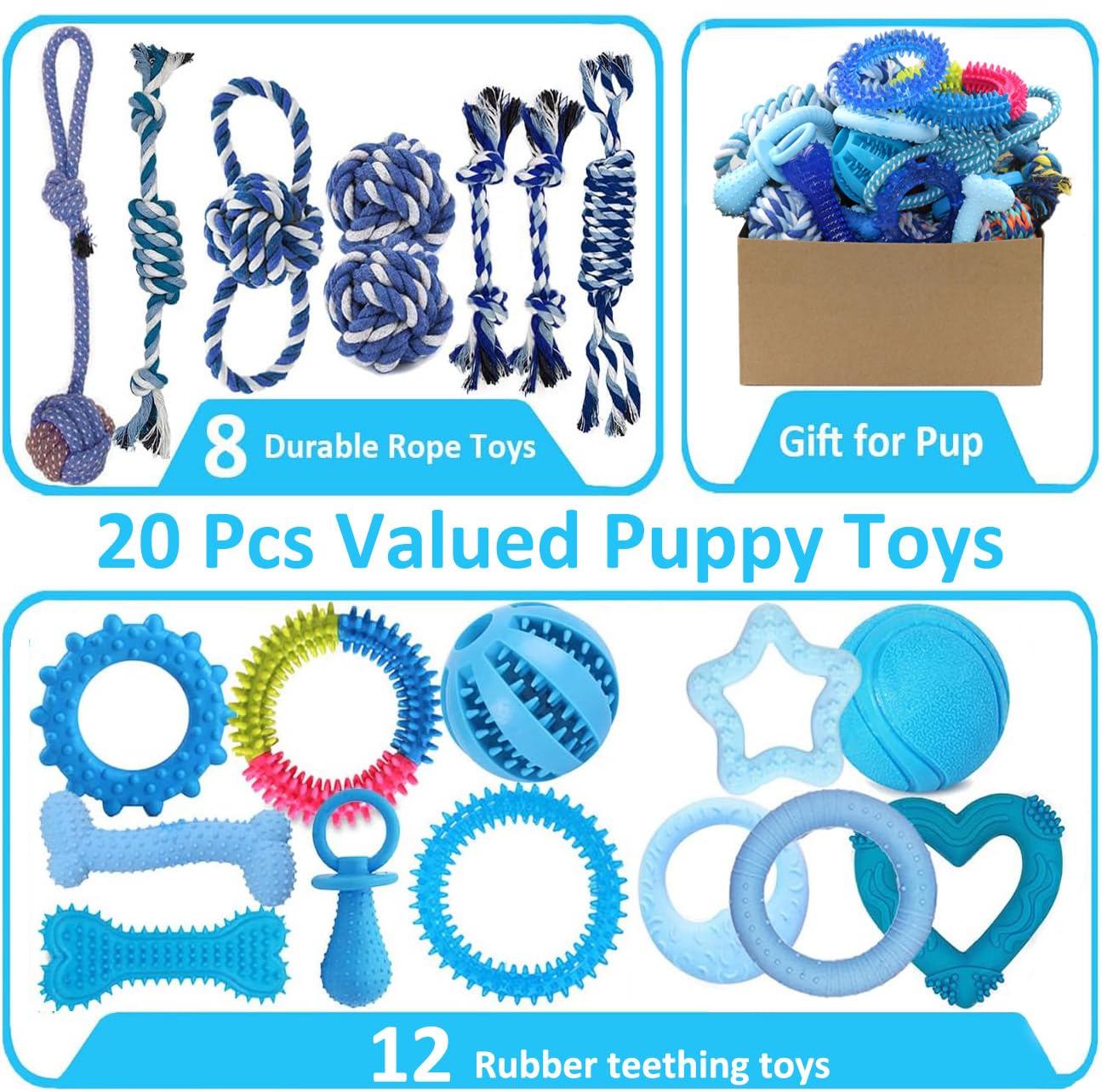 Beiker 20 Pack Dog Toys