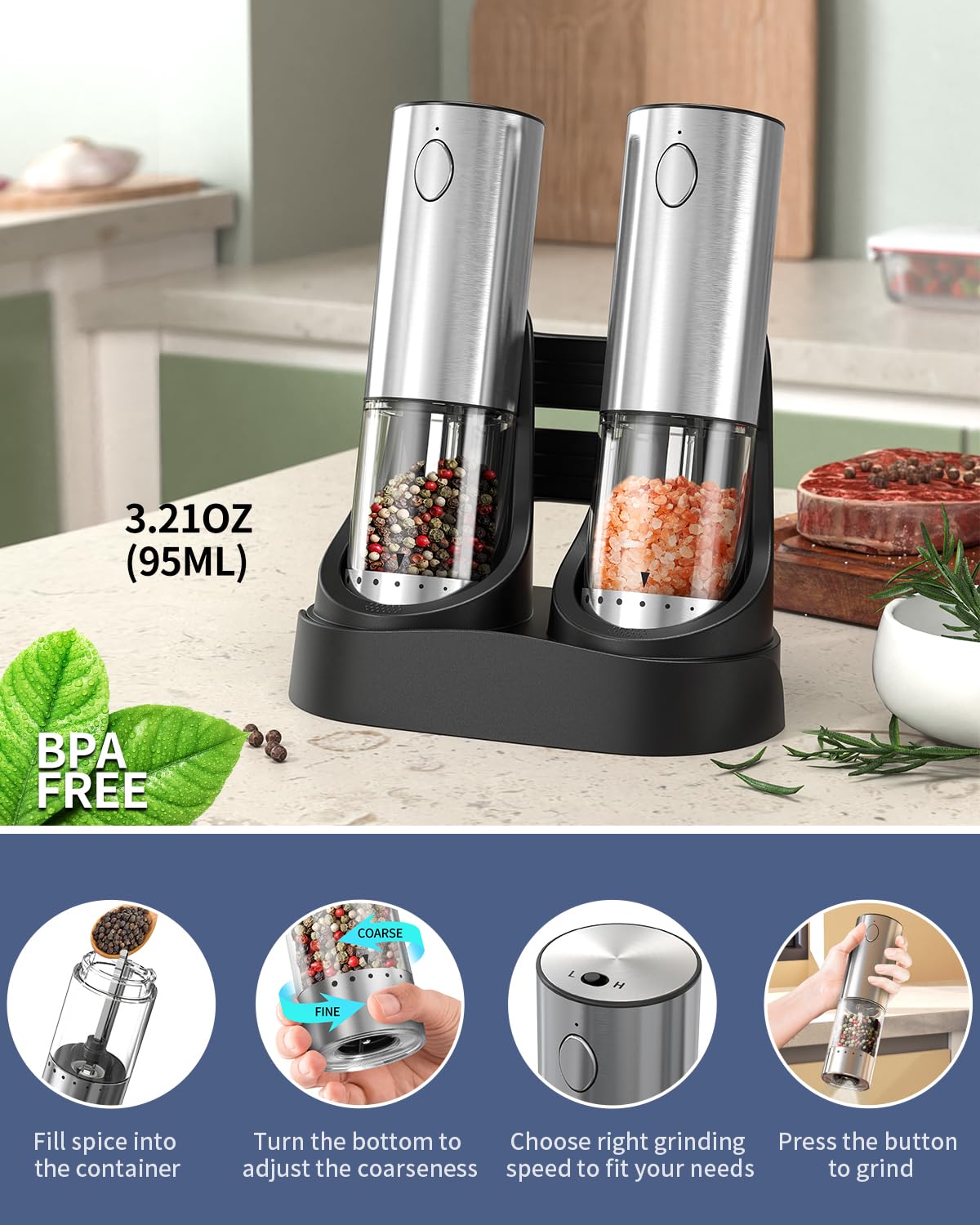 CIRCLE JOY Salt and Pepper Grinder Set