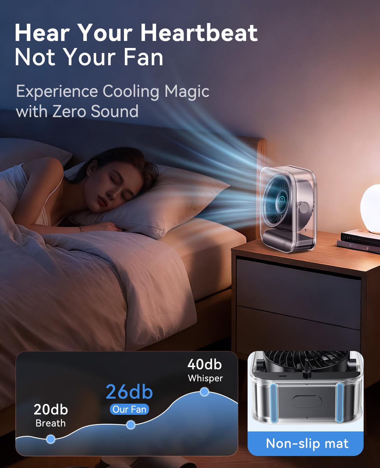DIGIX USB Rechargeable Desk Fan, Small Portable Table Fan with 100 Speeds Turbo Airflow, 90° Tilt Quiet Desk Fans for Bedroom with LED Display, Personal Cooling Fan for Travel Office Camping