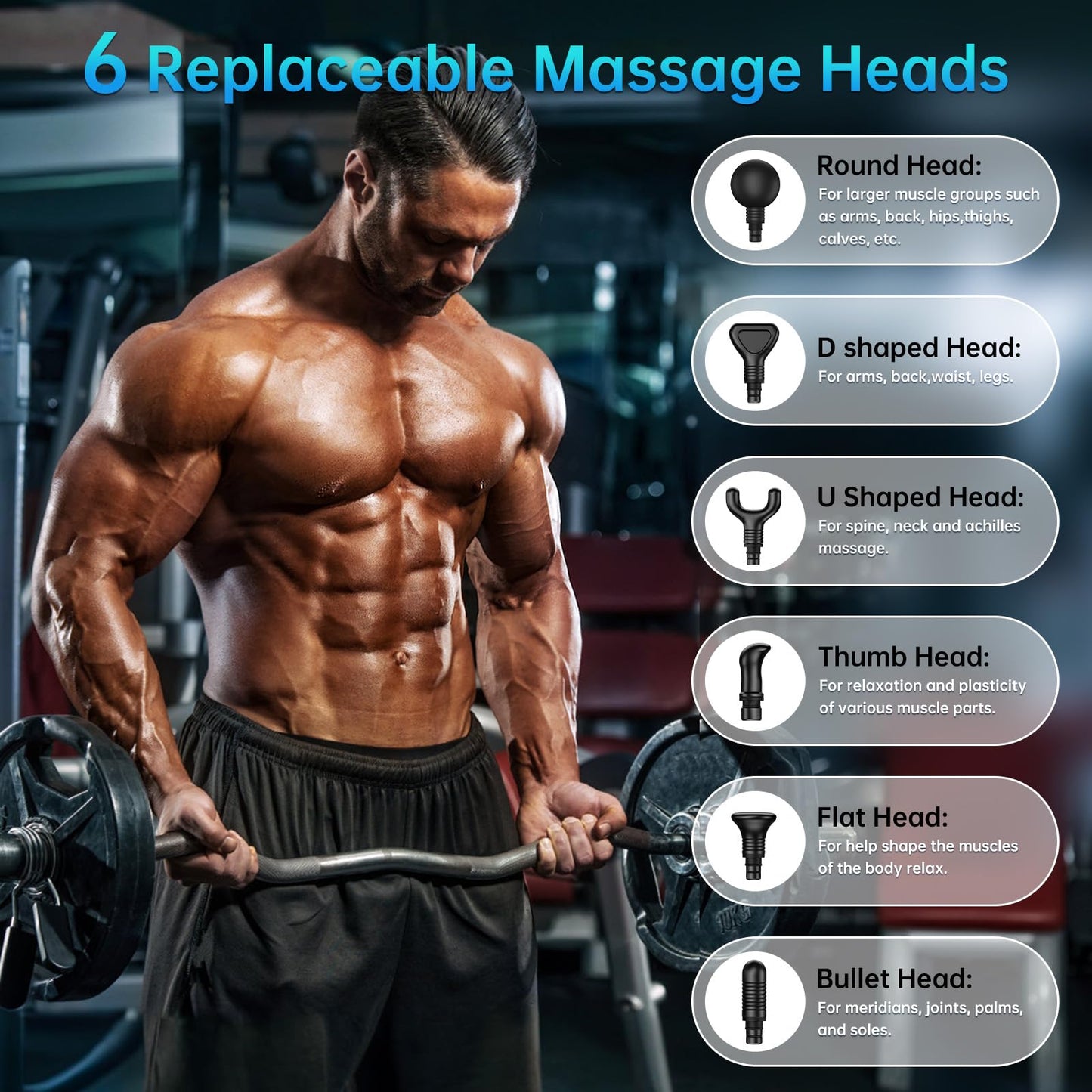 Gvber Massage Gun Deep Tissue，6 Attachments