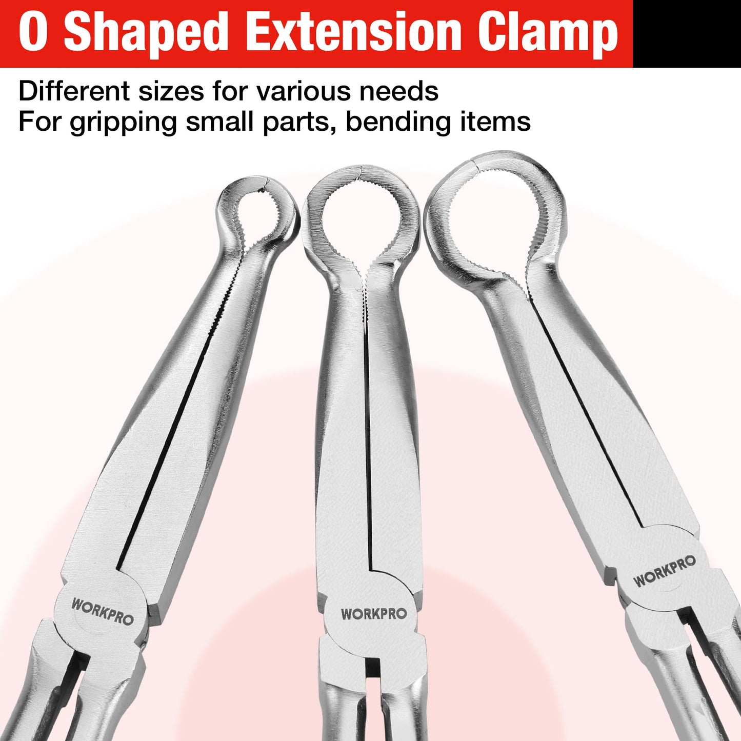 WORKPRO 3 PCS 11" Hose Gripper Plier Set, Long Reach Hose Gripping Pliers, 5/16-Inch, 1/2-Inch, 3/4-Inch Dia, Spark Plug Boot Removal Pliers, Serrated Jaws for Hard to Reach Narrow Spaces