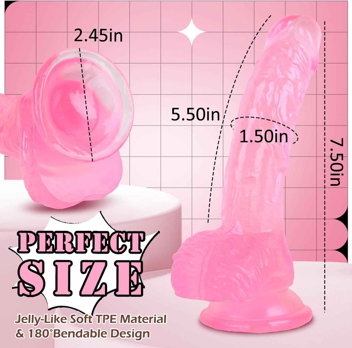 Lenahu Realistic Silicone Dildo 7 Inch Suction Cup