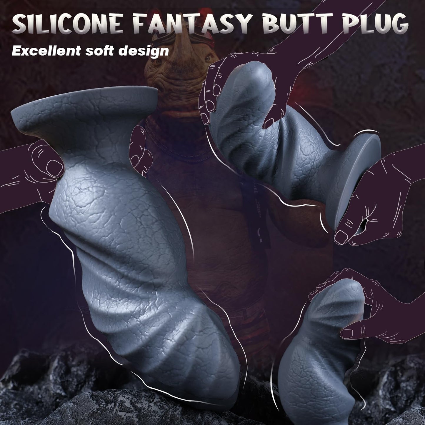 11 Inch Silicone Fantasy Dildo Huge Anal Plug with Big Knot, 3.4" Diameter Huge Thick Anal Dildo Massive Butt Plugs Sex Toys for G spot & P Spot Stimulation, Monster Animal Dildo for Women Men Gay