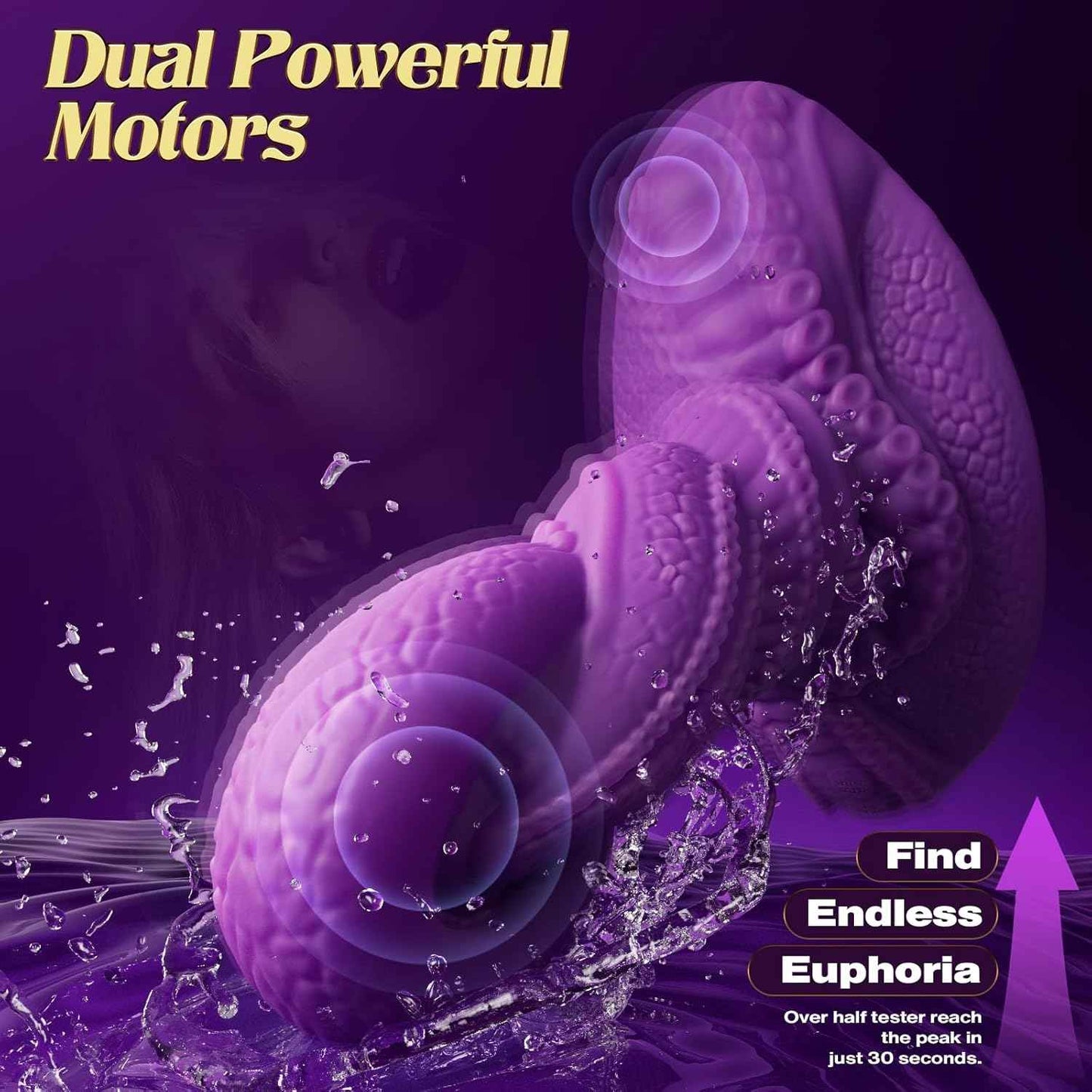 Monster Dildo Vibrator Sex Toys - Sit and Ride Fantasy Tentacle Dildo 9+9 Vibration Modes for Women and Men Sex Machine, Adult Toys with Dual Motors for G Spot, Strong Suction Cup