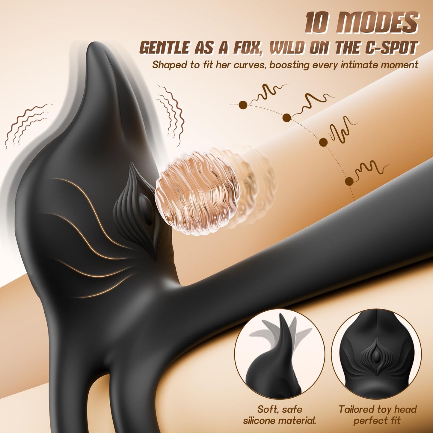 Vibrating Cock Ring Couples Sex Toys - MOOLIGIRL Dual Penis Ring Vibrator with Fox-Shaped Clitoral Stimulator & 4.6in G Spot Vibrator, 10 Vibration Modes Adult Toys for Men Women, Female Male Sex Toy
