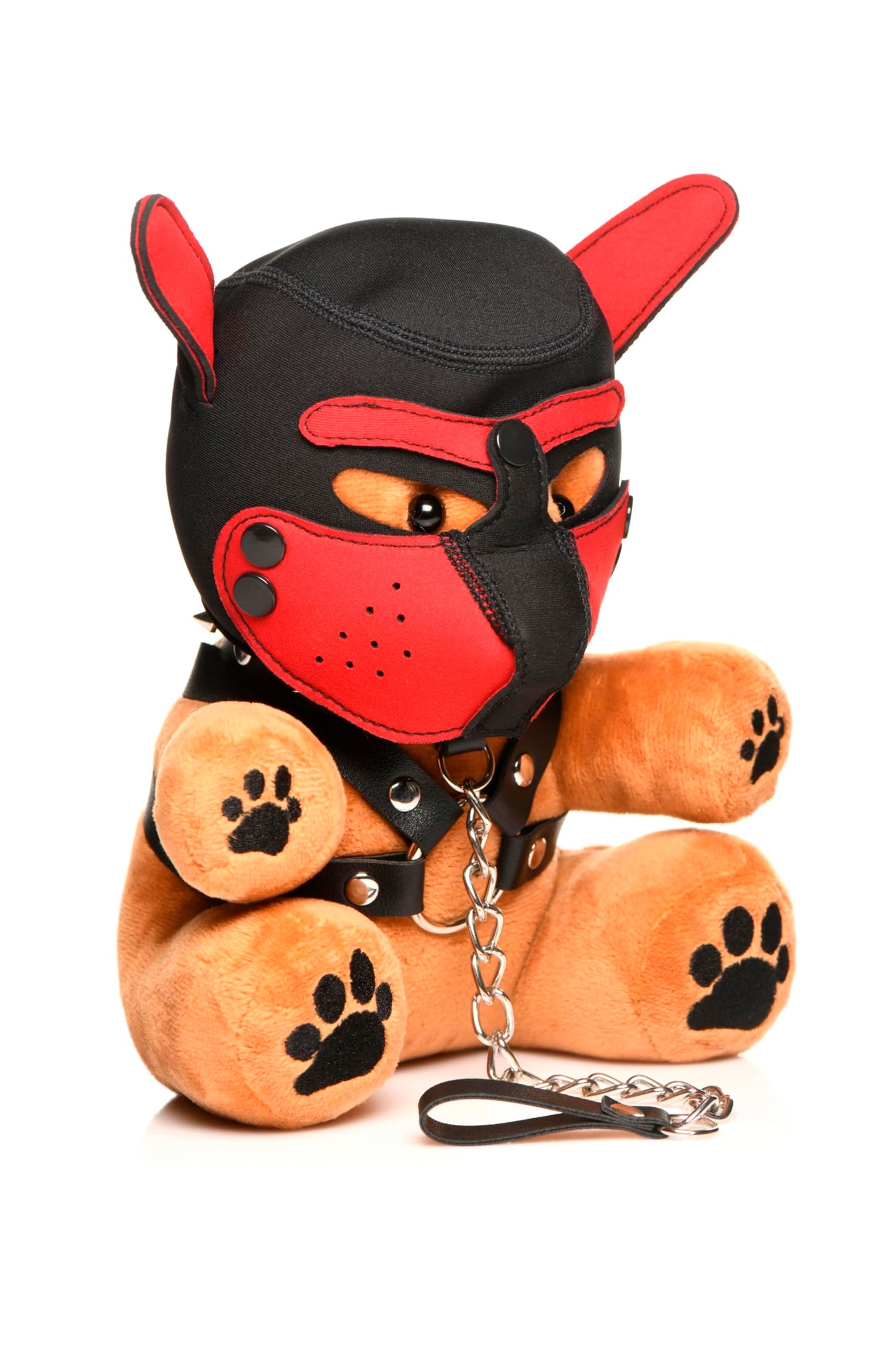 Master Series Pup Bear for Beginners, Men, Women, & Couples. Cuddly Bear with Pup and Bondage Gear. Kinky Gift. 3 Pieces, Brown & Black.