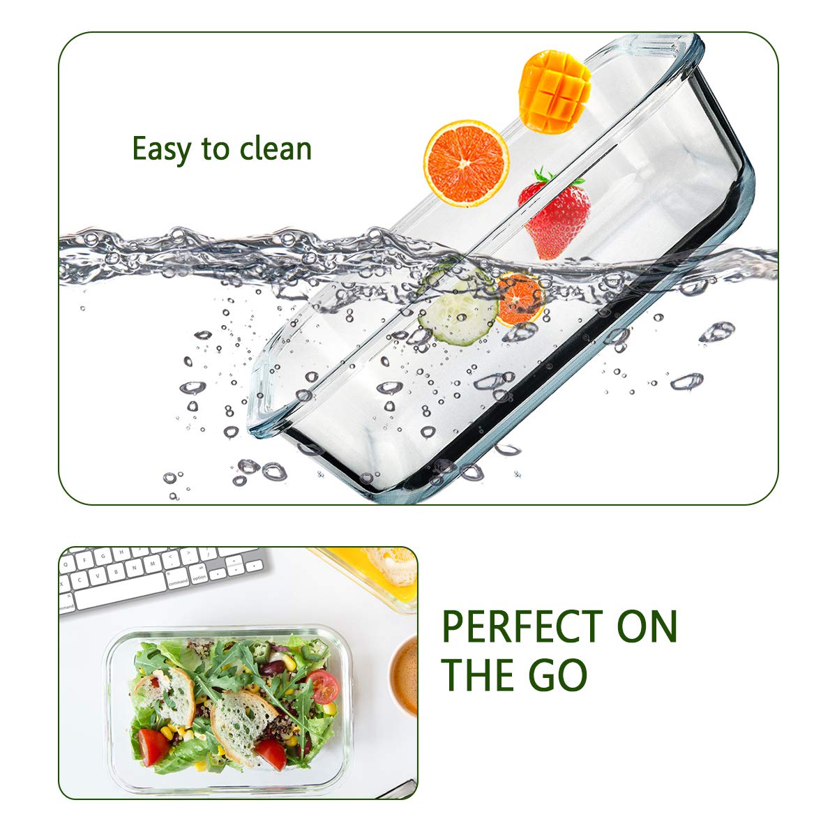 M MCIRCO [8-Pack,30 oz] Glass Meal Prep Containers,Glass Food Storage Containers,Airtight lunch Containers with Lids, Microwave, Oven, Freezer and Dishwasher