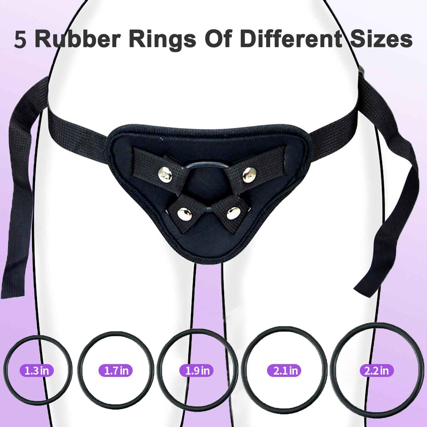 ASNOKNAE Adjustable Strap-On Harness 52in Waist with 5 O-Rings