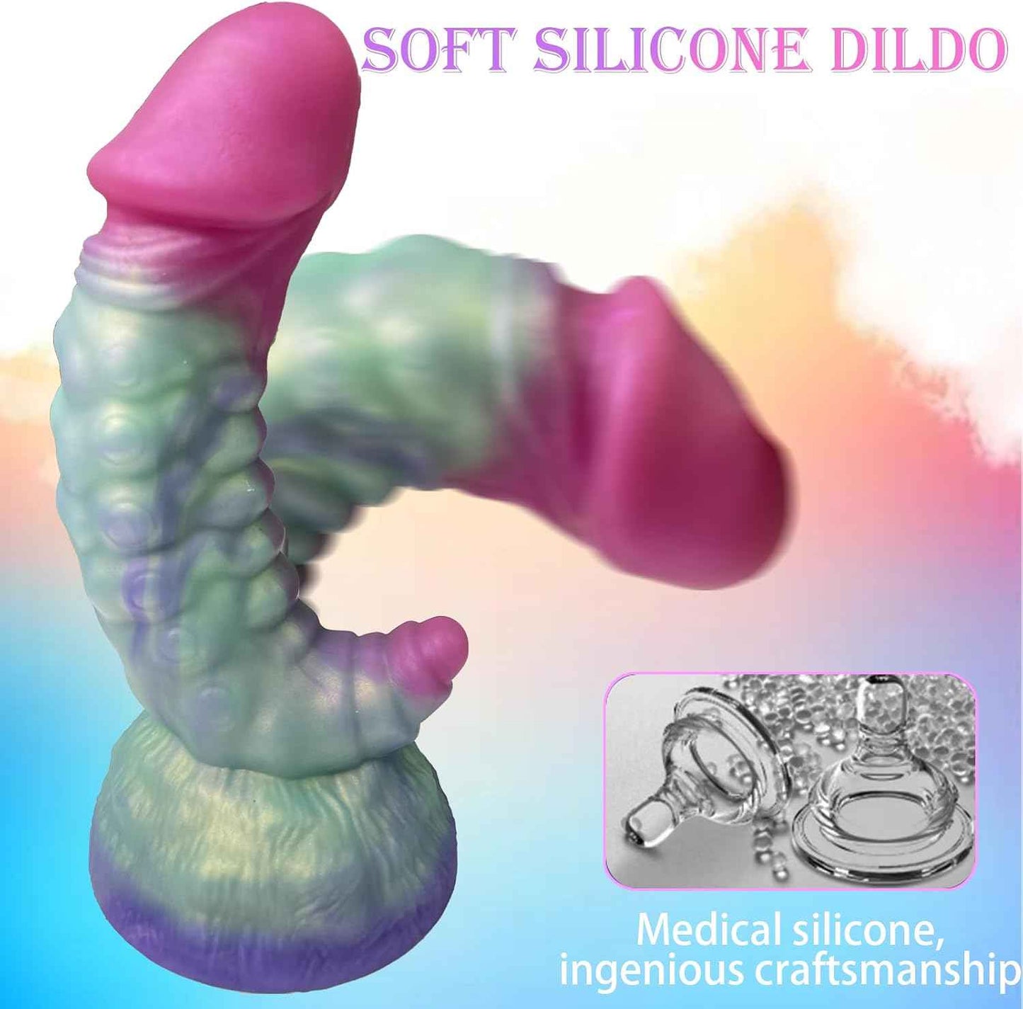 7.2" Creature Cocks Dildo， Realistic Monster with Strong Suction Cup for Hands-Free Pleasure, Dog Knot Silicone Dildo Soft Lifelike Dick for Beginner & Couples Anal Vaginal Sexy Play.