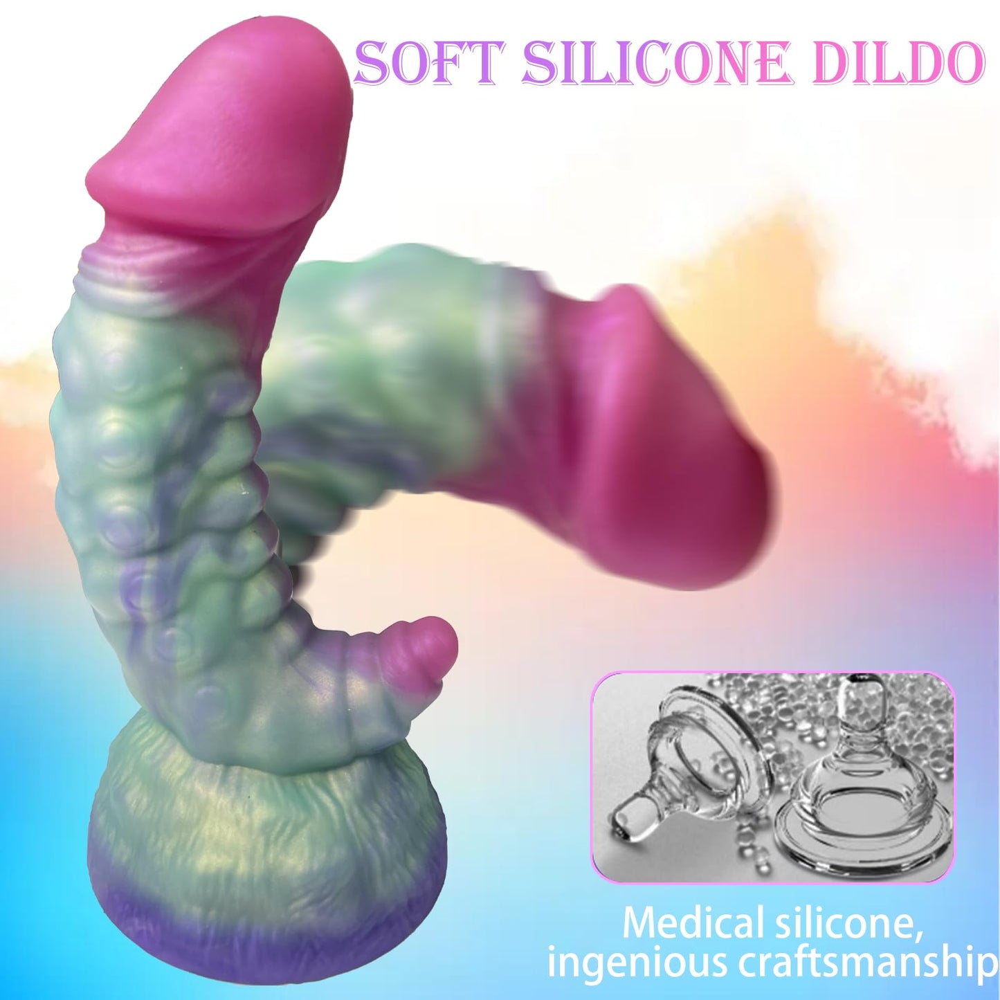 7.2" Creature Cocks Dildo， Realistic Monster with Strong Suction Cup for Hands-Free Pleasure, Dog Knot Silicone Dildo Soft Lifelike Dick for Beginner & Couples Anal Vaginal Sexy Play.