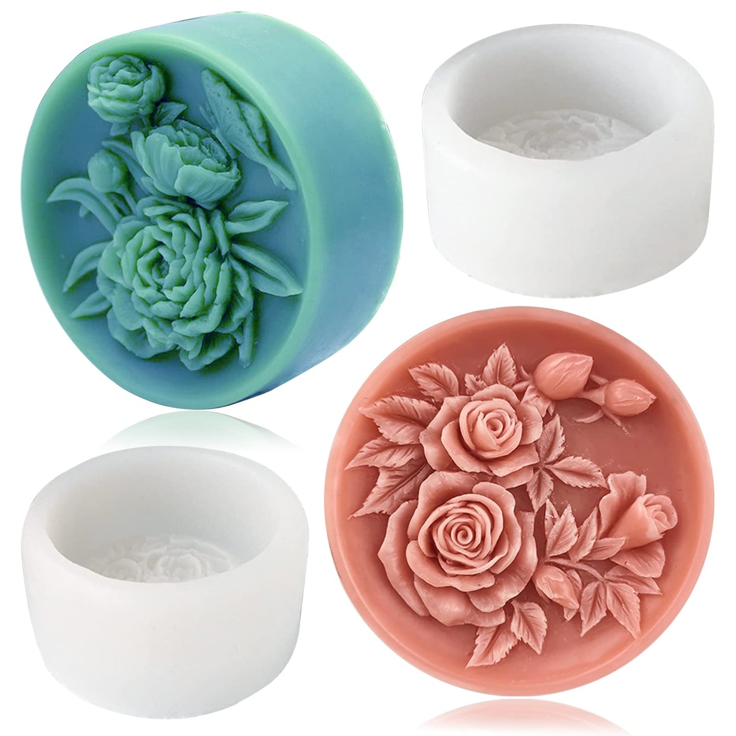 Wehous 2PCS Silicone Soap Molds, 3D Fairy Flower Silicone Molds for Fondant Chocolate Candy, Cute Angle Molds for Handmade Soap Wax Clay Art Crafts Decor Gift Soap Making Supplies