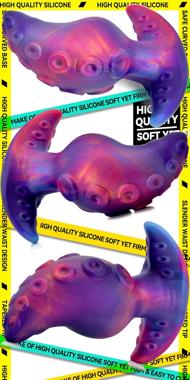 Anal Plug for Comfortable Long-Term Wear Silicone Monster Tentacle Butt Plug Dilator with Curved Base Slender Waist 4.41 x 1.77 Inch Prostate Sex Toy for Men Women Masturbation