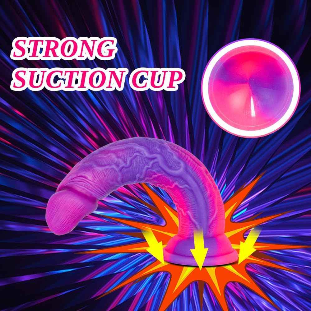 Hainuo Realistic Silicone Dildo with Suction Cup Purple Pink
