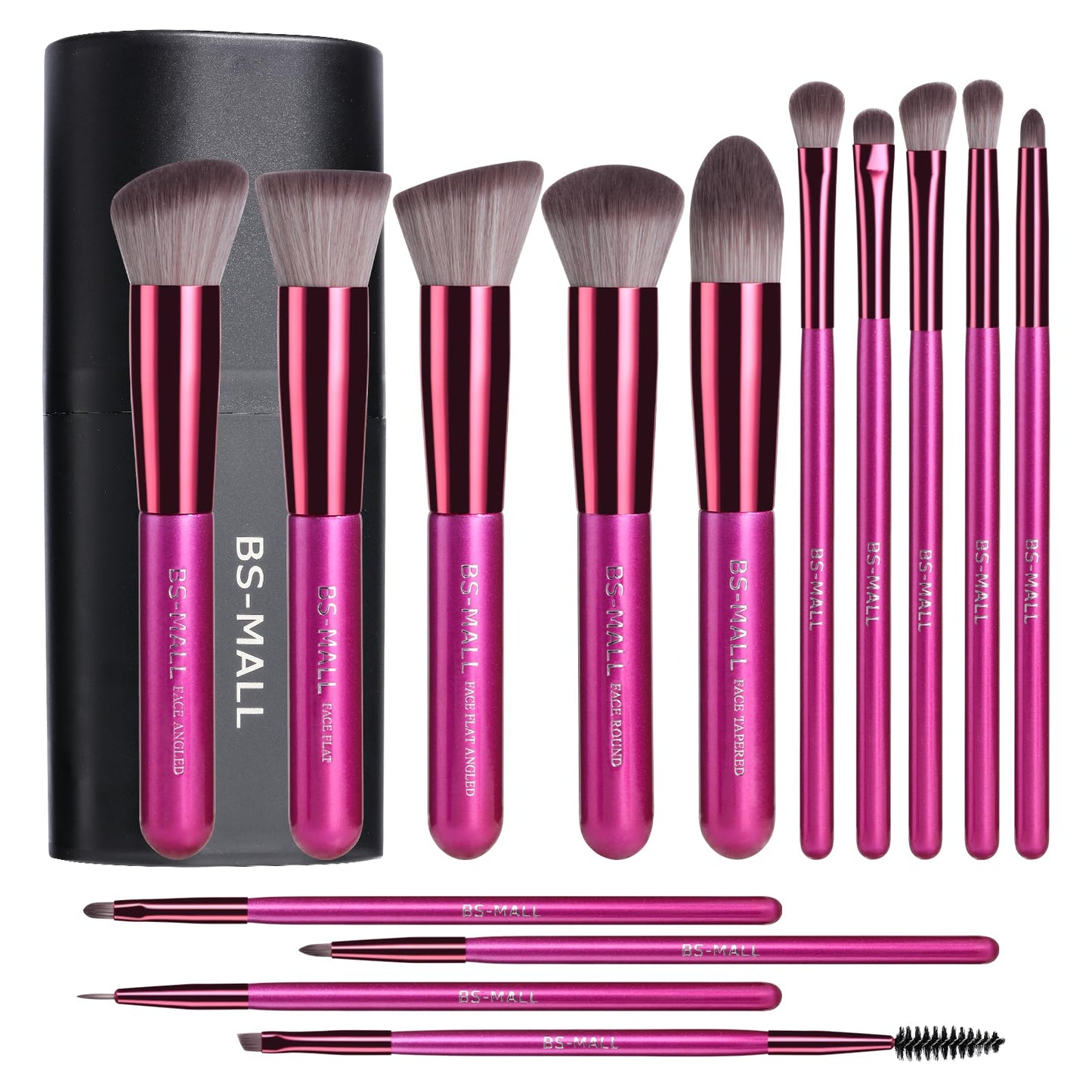 BS-MALL Makeup Brush Set 14 Pcs With Case - Foundation Brush, Concealer Brush, Blush Brush & Flawless Application – Complete Luxury Cosmetic Brush Kit For Travel & Daily Use