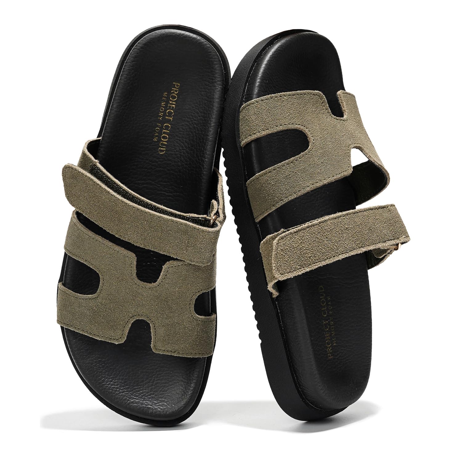 Project Cloud 100% Genuine Leather Sandals for Women Footwear - Stylish Womens Sandals with Plush & Soft Insole - Non-Slip and Water-Resistant Beach Sandals Slides for Women (Mayvy)