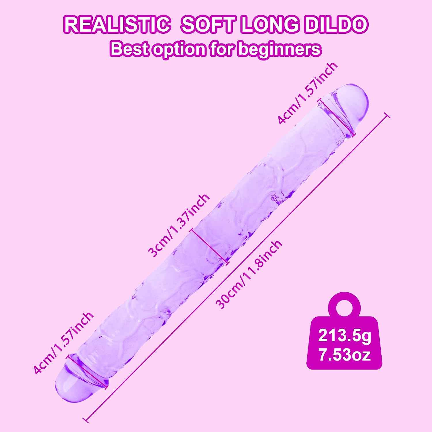 Seiecft Double Ended Dildo Realistic Flexible Waterproof Couples Toy