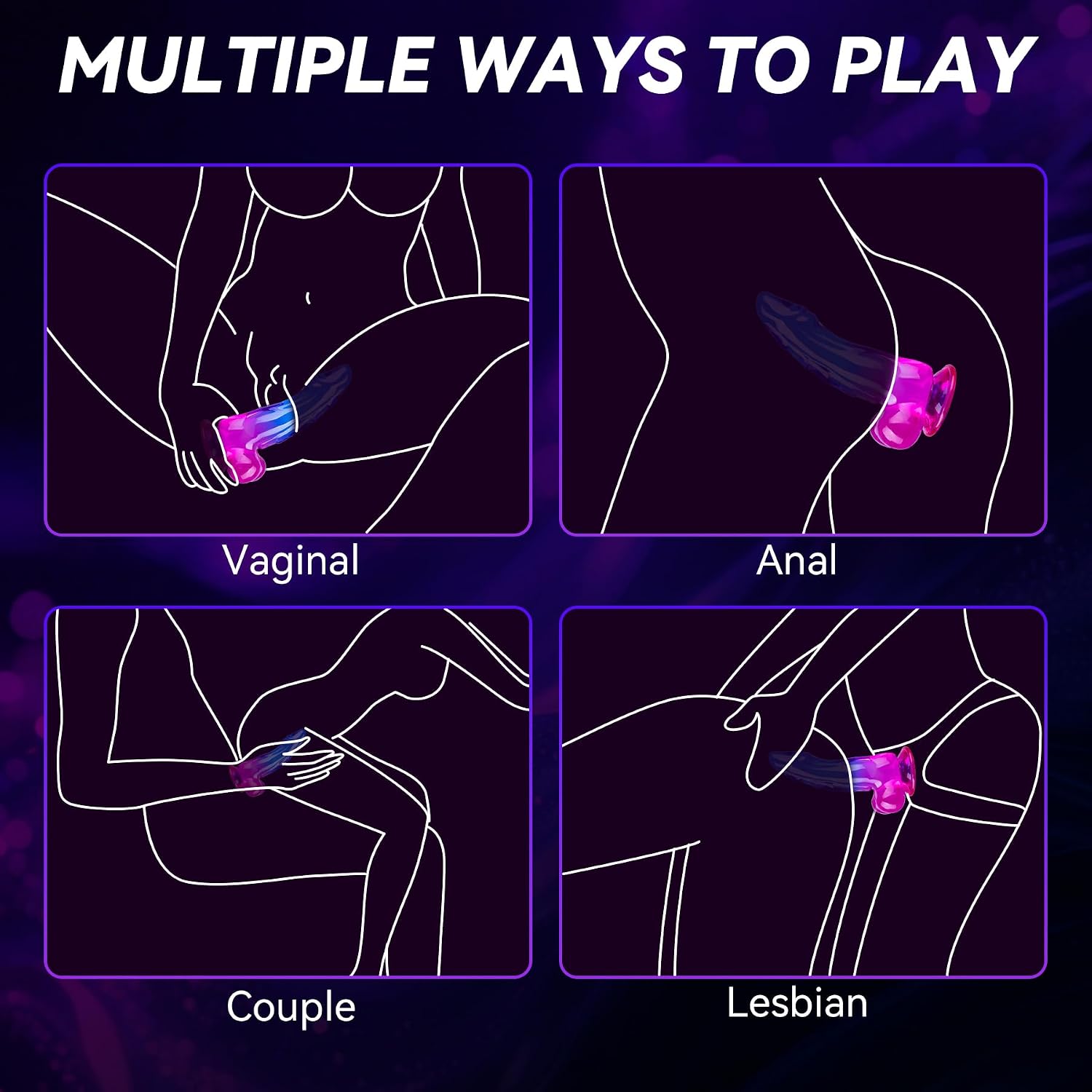 Greatwinner Realistic Dildo 7.8in Curved Silicone Suction Cup Purple Blue