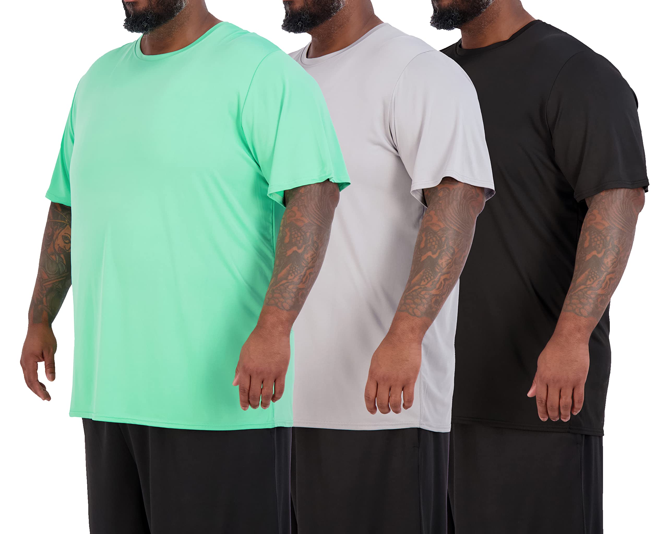 Real Essentials 3 Pack: Men’s Big & Tall Short Sleeve Dry Fit Crew Neck T-Shirt - Gym Workout Athletic Running Tee (3XT-5XT)