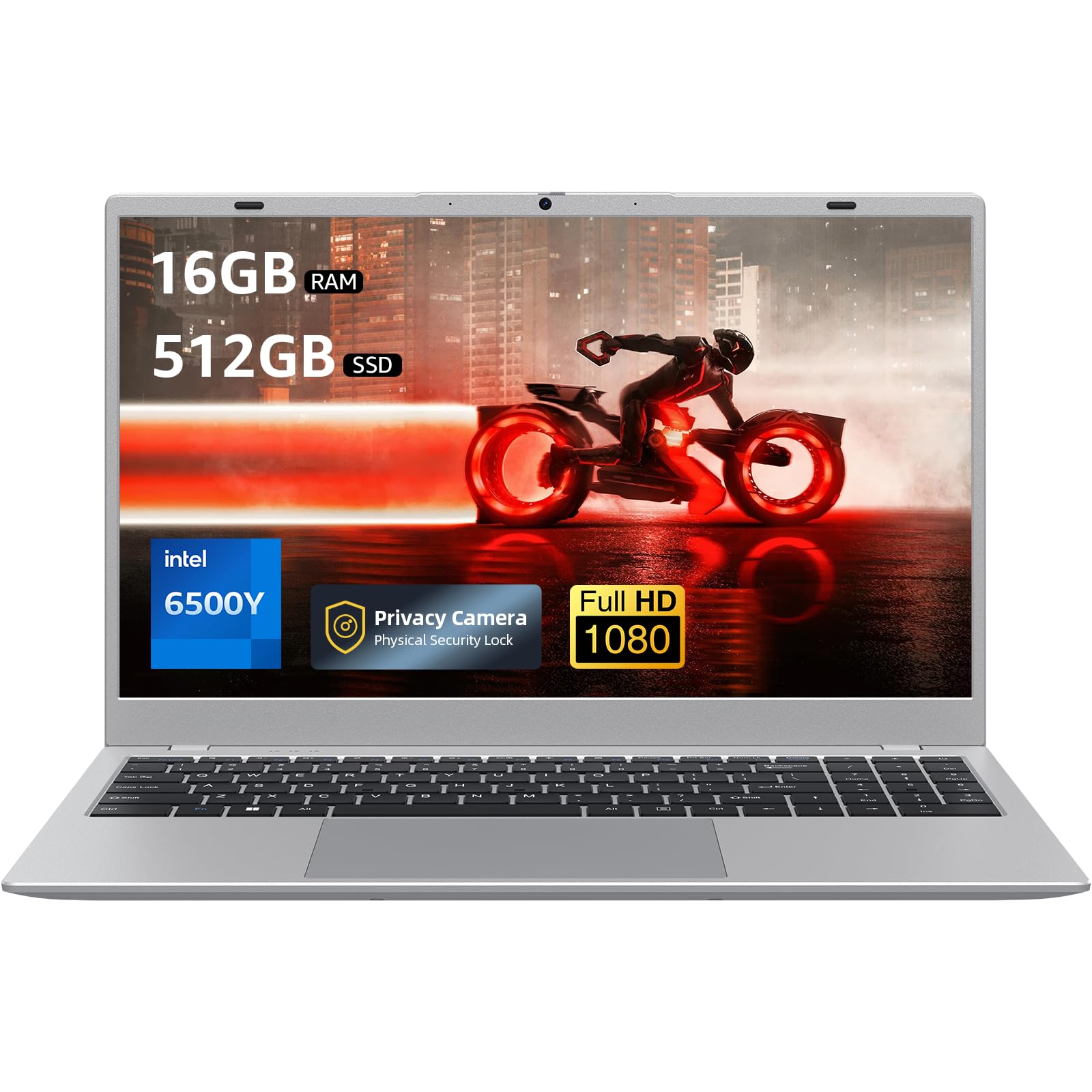 Coolby Laptop Computer, 15.6 inch Laptop with 1080P FHD IPS Display, 16GB RAM/512GB SSD, 6500Y Processor Notebook PC, Support 2.4G/5G Hz WiFi, BT