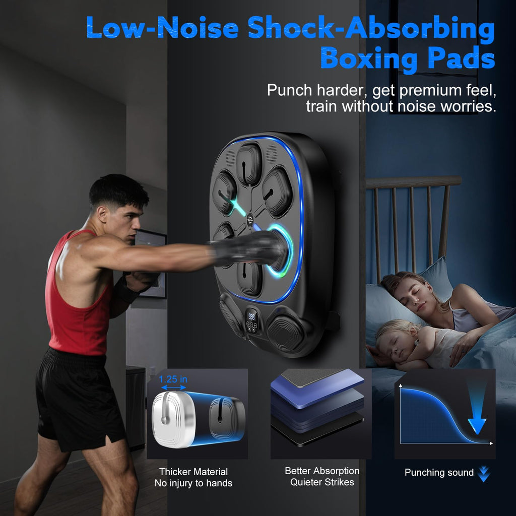 Music Boxing Machine for Kids and Adults, 8 Interactive RGB Light Targets with Bluetooth Speaker, Large Wall Mounted Boxing Music Workout Machine with Gloves, Smart Punching Pad for Home Gym