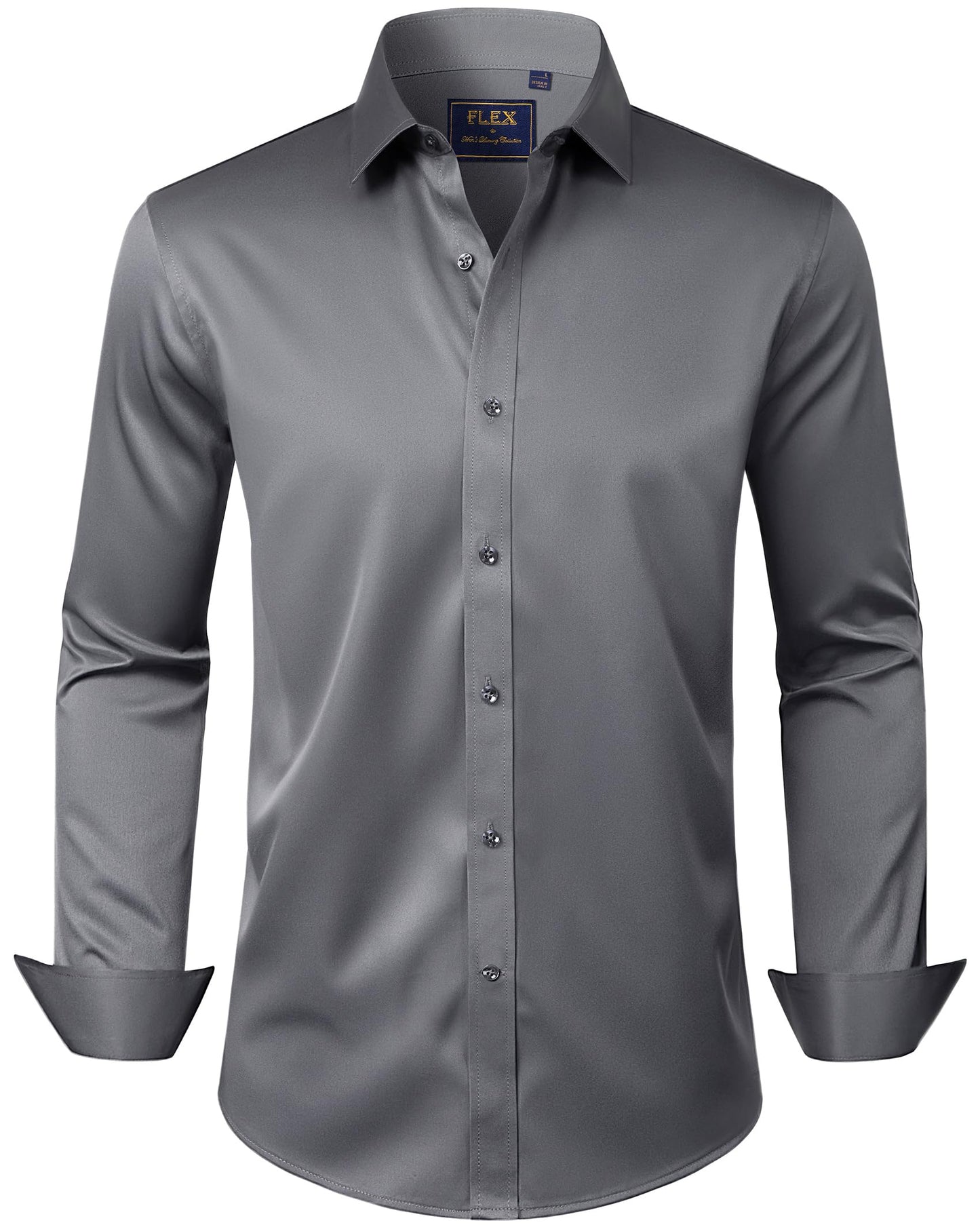 J.VER Men's Dress Shirts Solid Long Sleeve Stretch Wrinkle-Free Formal Shirt Business Casual Button Down Shirts