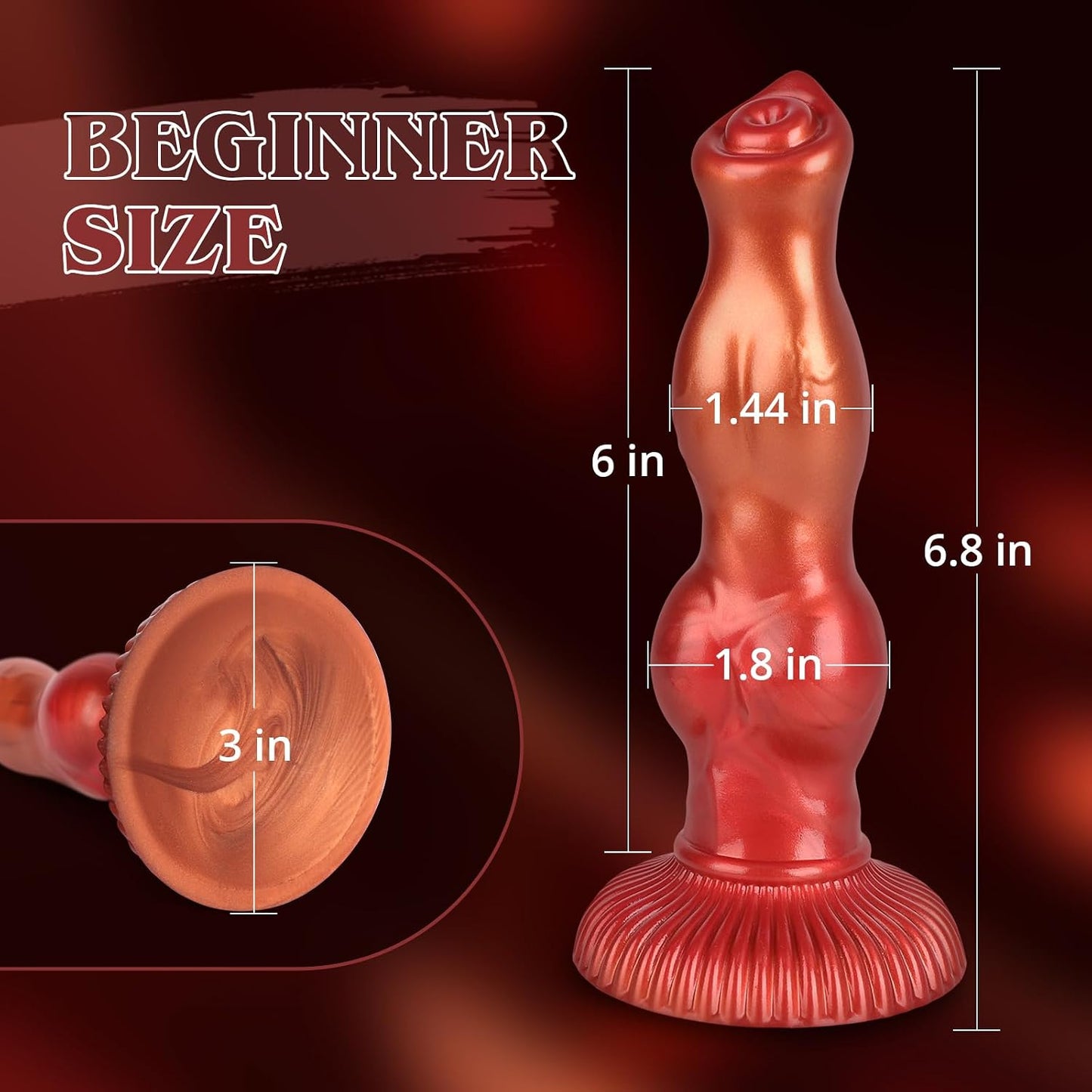 6 Inch Dog Knot Dildo for Beginner, Small Knotted Wolf Dildo, Thin Animal Silicone Realistic Dildos for Women Men Gay, Slim Mini Soft Canine Penis qith Suction Cup, Skinny Adult Monster Anal Sex Toys